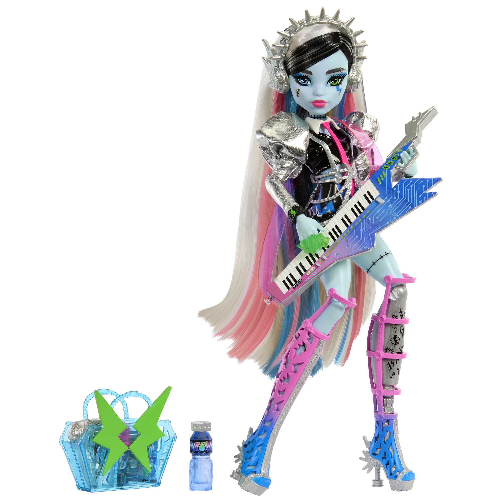 Monster High Doll. Amped Up Frankie Stein Rockstar With Instrument And Accessories - Image 2