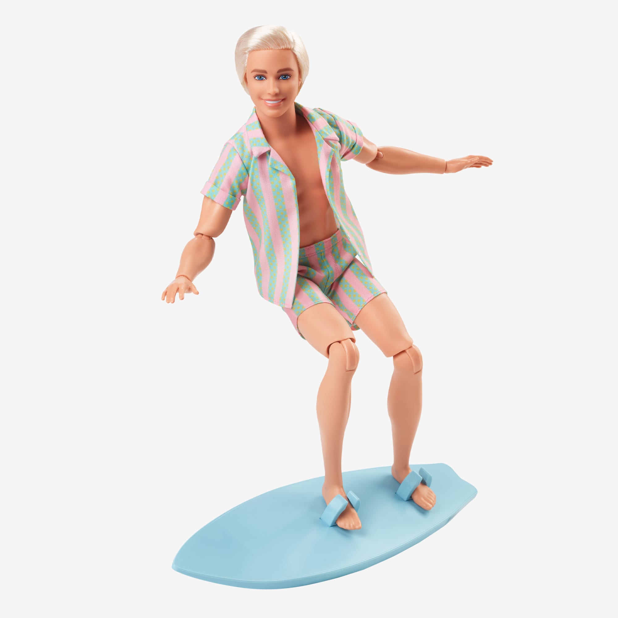 Ken Doll Wearing Pastel Striped Beach Matching Set – Barbie The Movie - Image 3