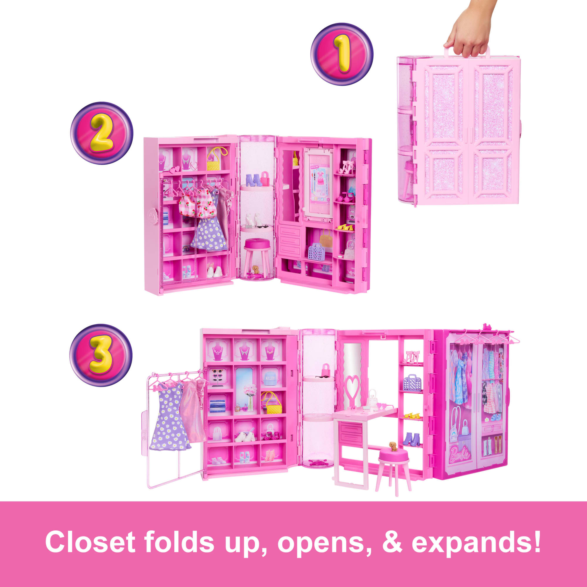 Barbie Dream Closet Toy Playset With Fashion Doll. CloThes. & Accessories. 3-Ft-Wide With 25+ Pieces - Image 4