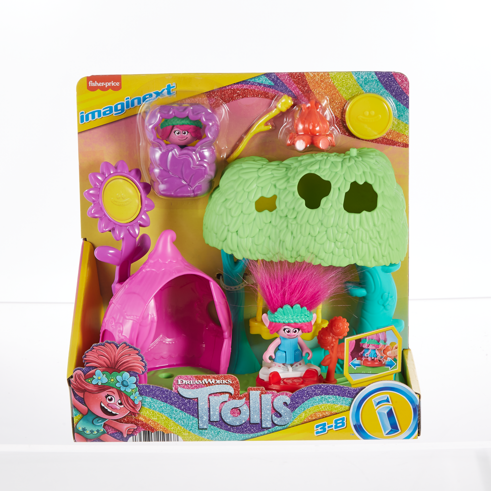 Imaginext Dreamworks Trolls Flower Fun Campsite Playset With Poppy Figure & 4 Play Pieces - Image 6