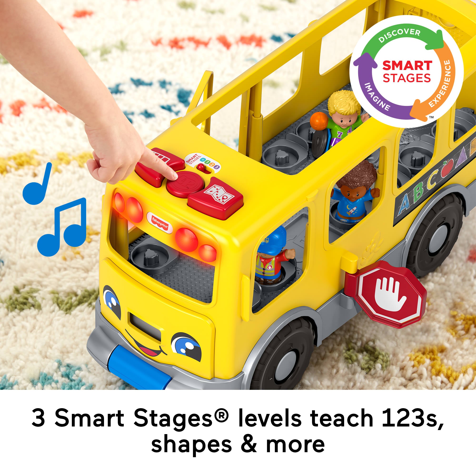 Fisher-Price Little People Big Yellow School Bus & Community Heroes Figures. Musical Toddler Toy - Image 3