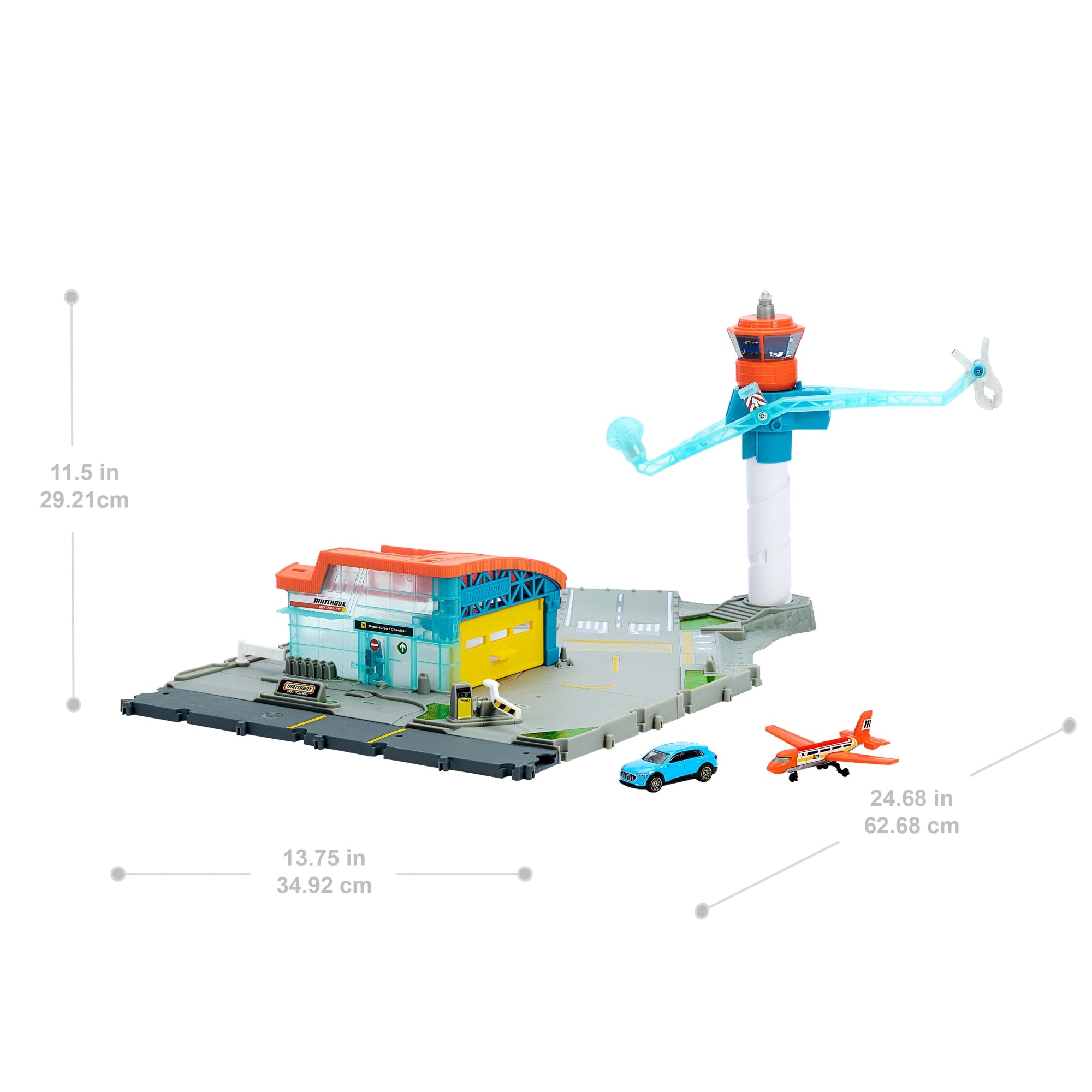 Matchbox AIrport Takeoff Adventure Playset With 1 Die-Cast Toy Audi Car & 1 Plastic Plane - Image 3
