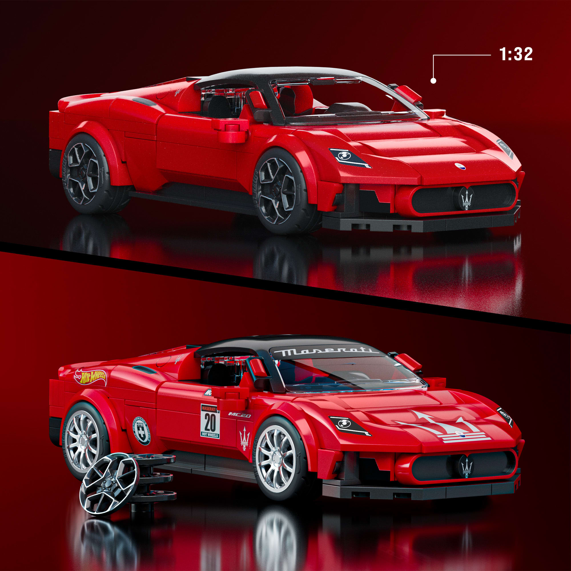 Mattel Brick Shop Hot Wheels Maserati MC20 Building Set - Image 3