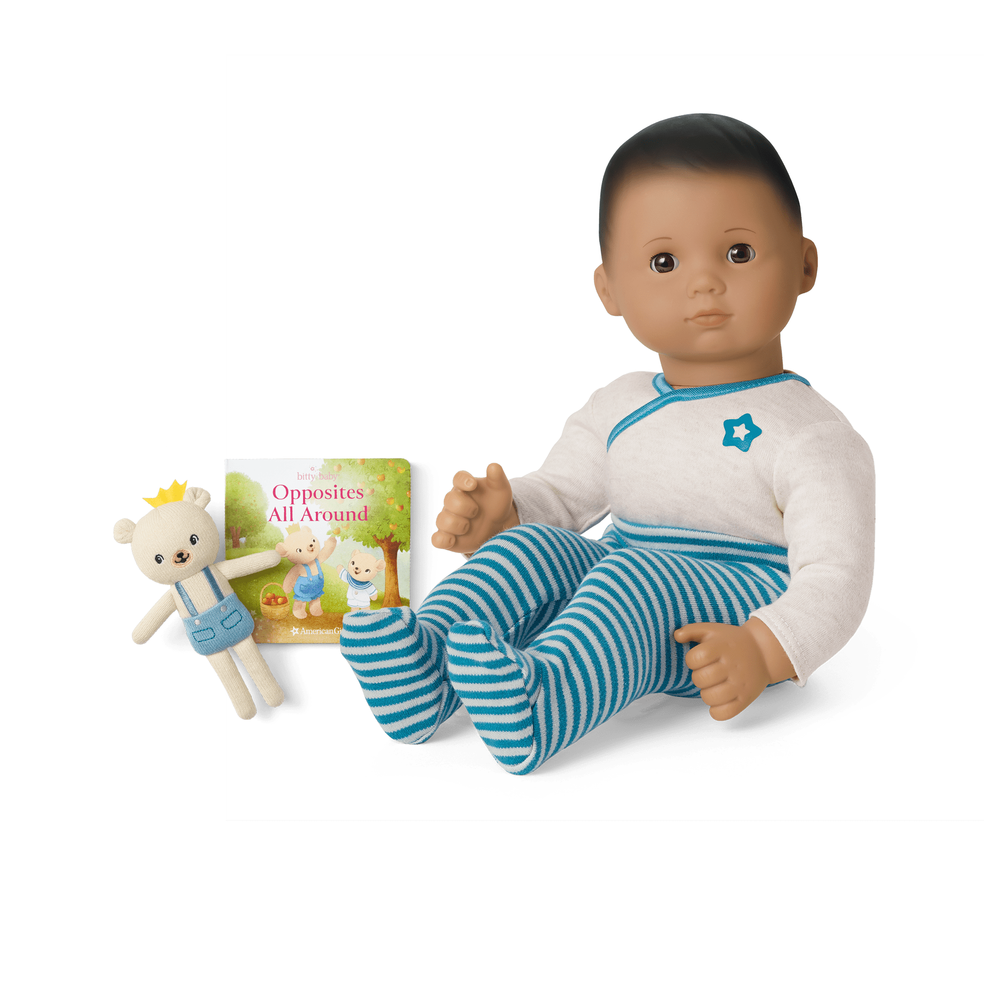 Bitty Baby® Doll #5 in Soft Blue + Bear Friend & Board Book