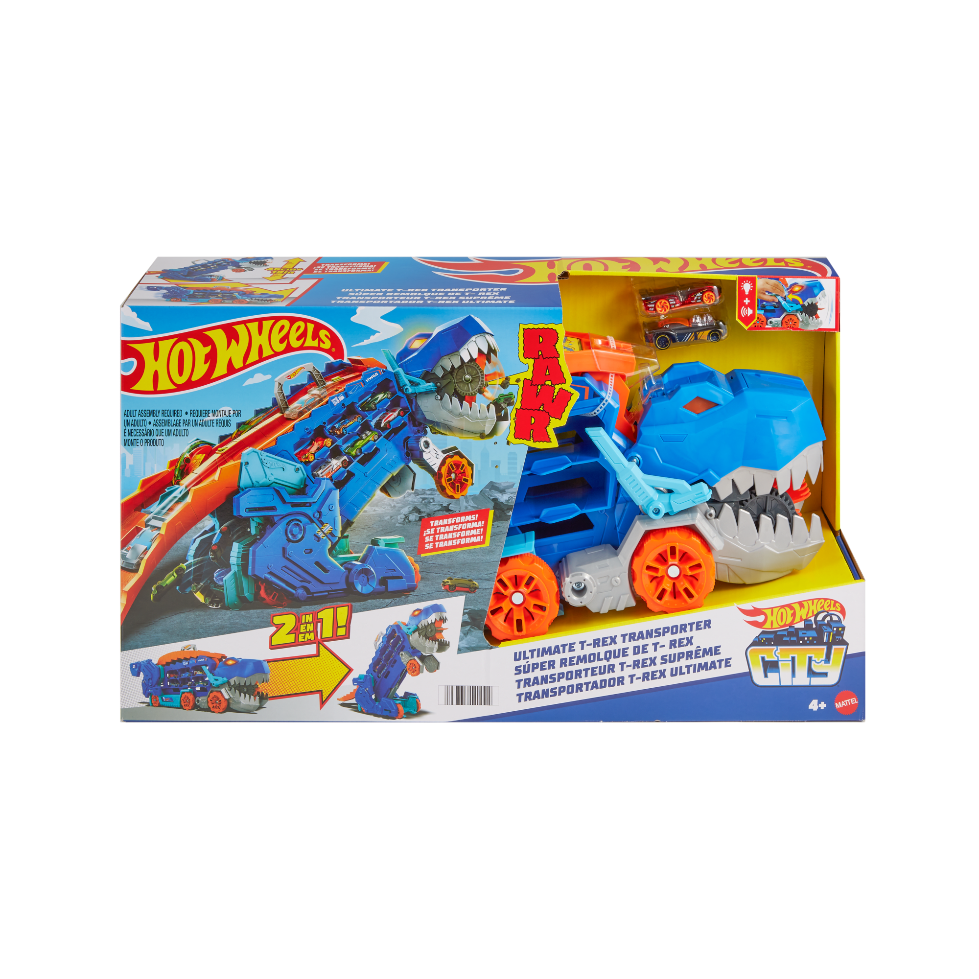 Hot Wheels City Ultimate T-Rex Transporter. Hauler Transforms Into A Dino. Featured in Let's Race - Image 6