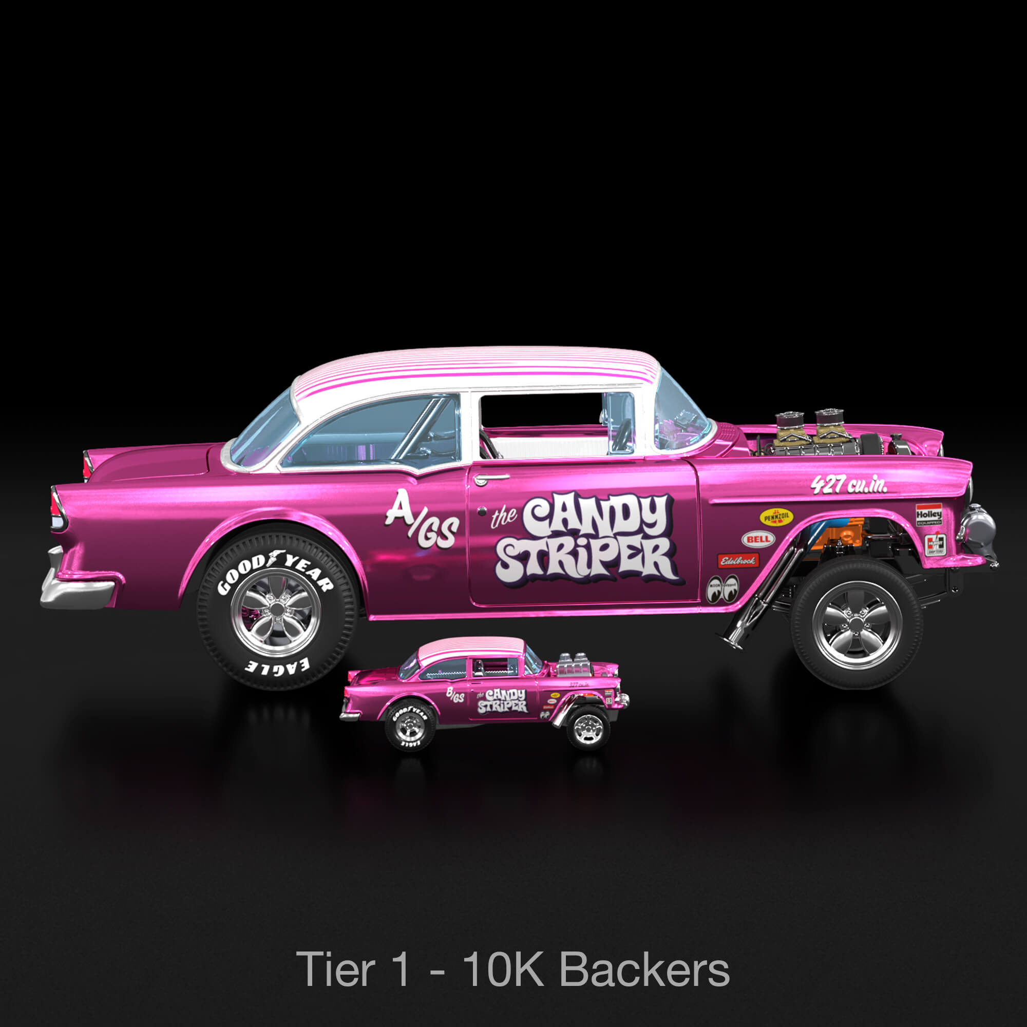 Hot Wheels RLC Exclusive 1:18 Scale '55 Chevy Bel Air Gasser Candy Striper - Crowdfund - Image 5