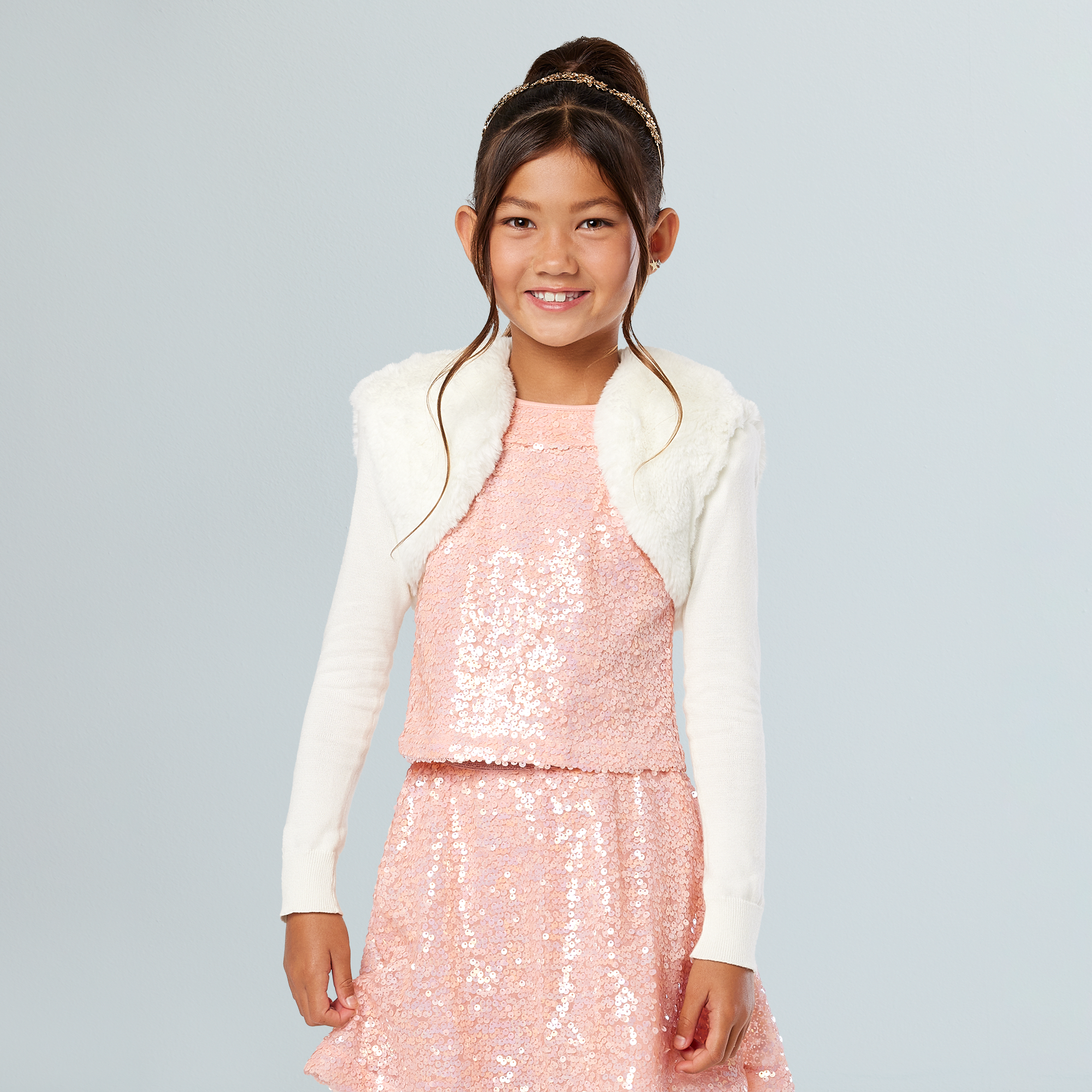 American Girl® x Something Navy Frosty Faux-Fur Shrug for Girls - Image 2