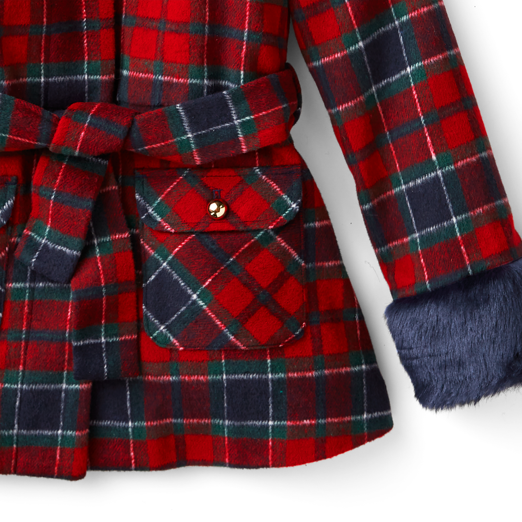 American Girl® x Janie and Jack Fur-Trim Plaid Coat for Girls - Image 4
