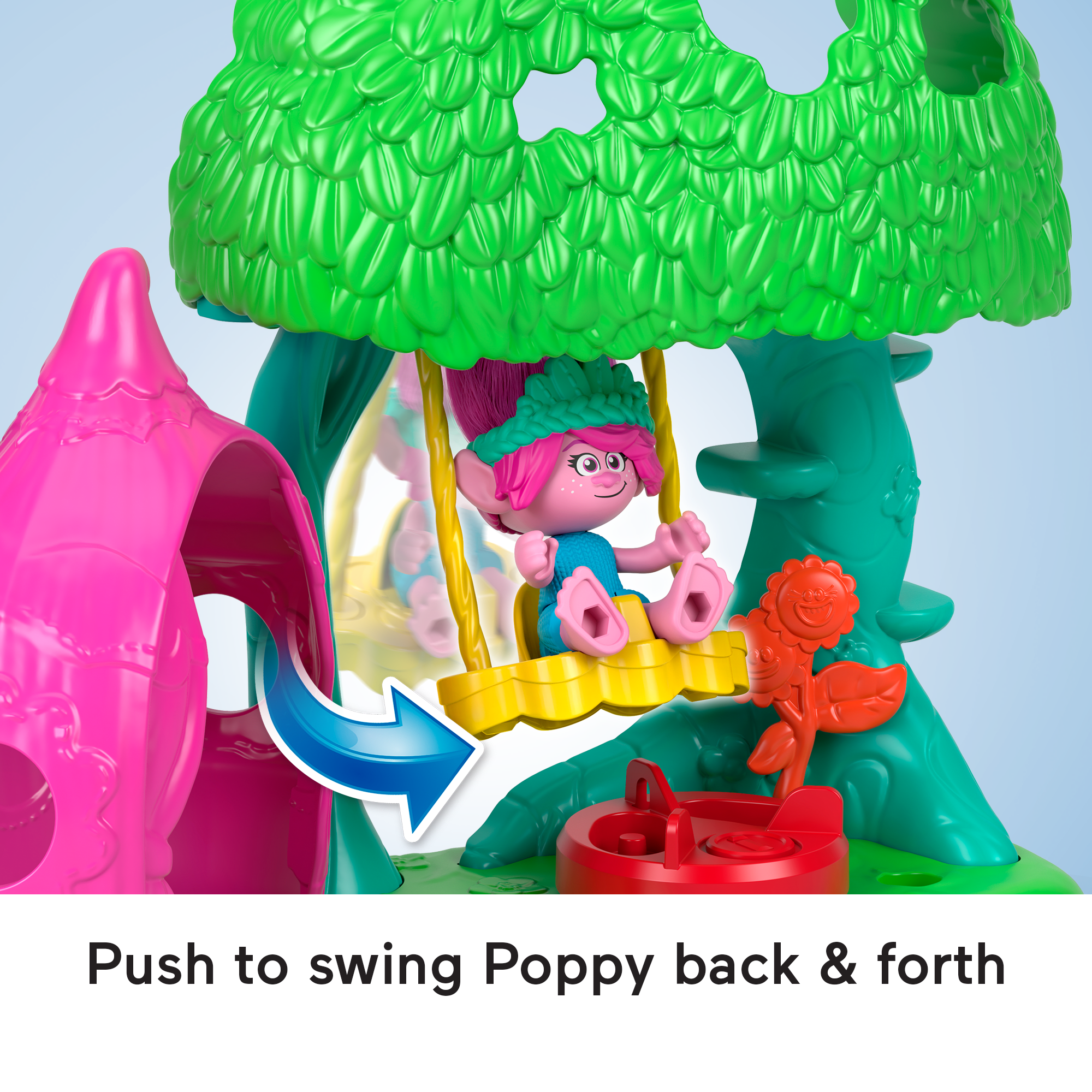 Imaginext Dreamworks Trolls Flower Fun Campsite Playset With Poppy Figure & 4 Play Pieces - Image 4