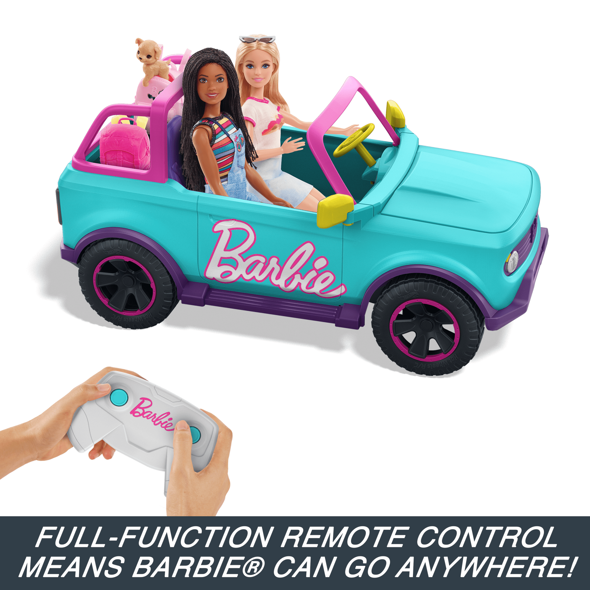 Hot Wheels Barbie RC Suv & Stickers. Battery-Powered Toy Truck. Fits 2 Barbie Dolls - Image 3