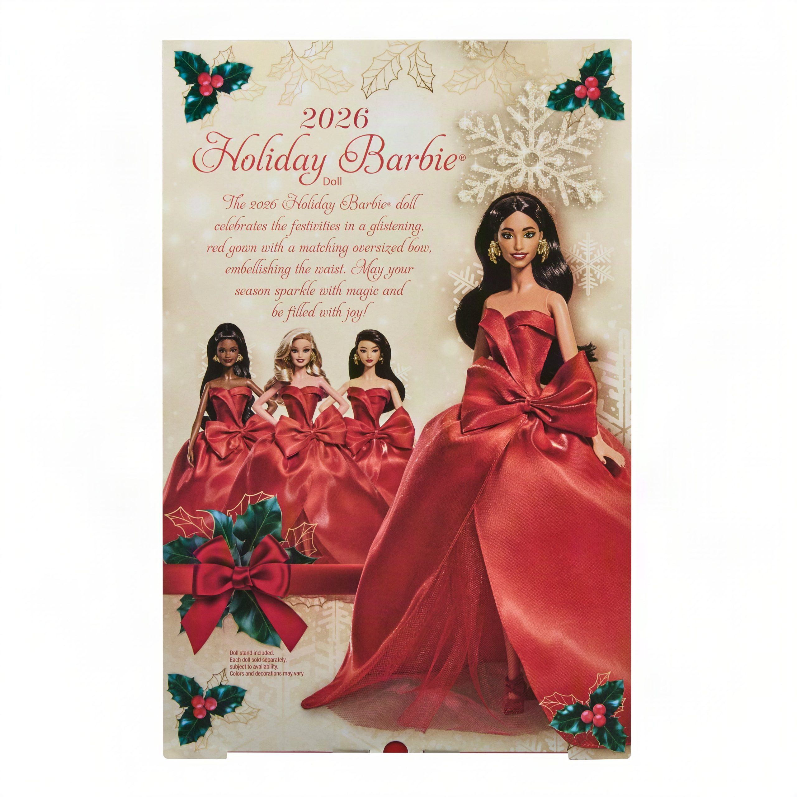 Barbie Signature 2026 Holiday Barbie Fashion Doll. Seasonal Collector. Brown Hair With Red Gown With Bow Detail - Image 6