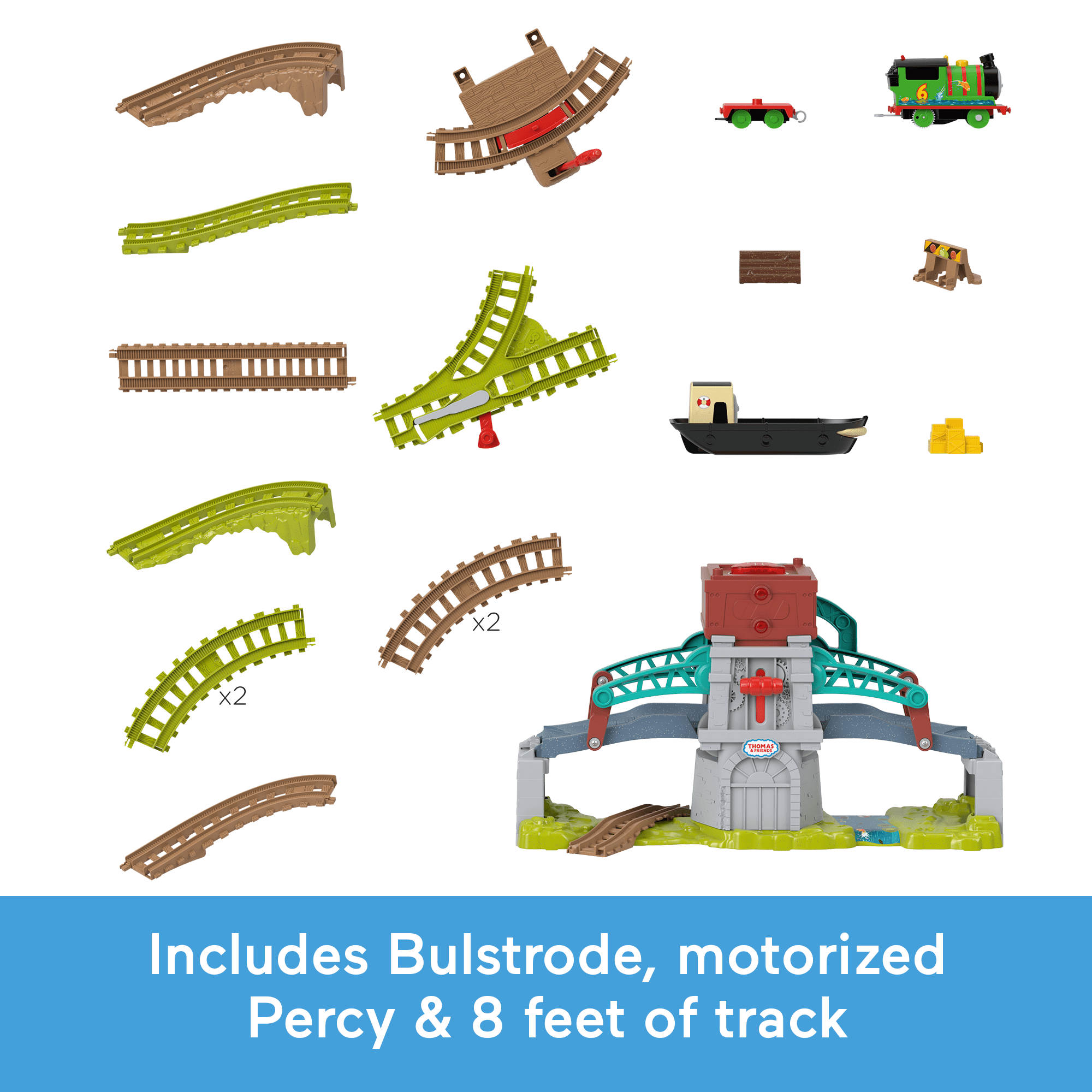 Thomas & Friends Talking Bulstrode & Which-Way Bridge Toy Train Set With Sounds & Percy Engine - Image 5