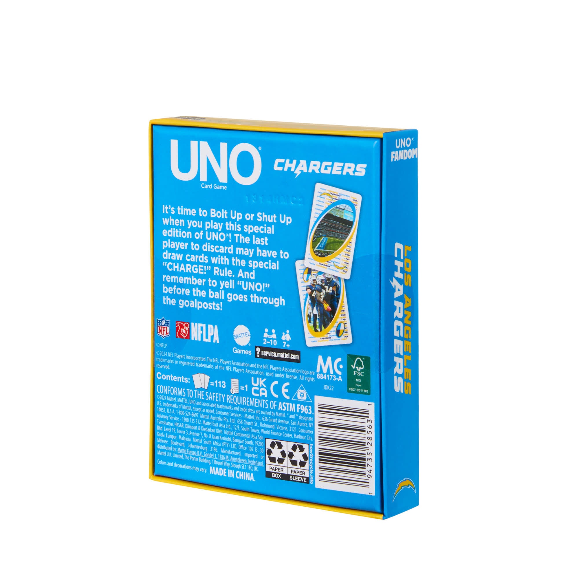 UNO Fandom NFL Los Angeles Chargers Game Deck - Image 10