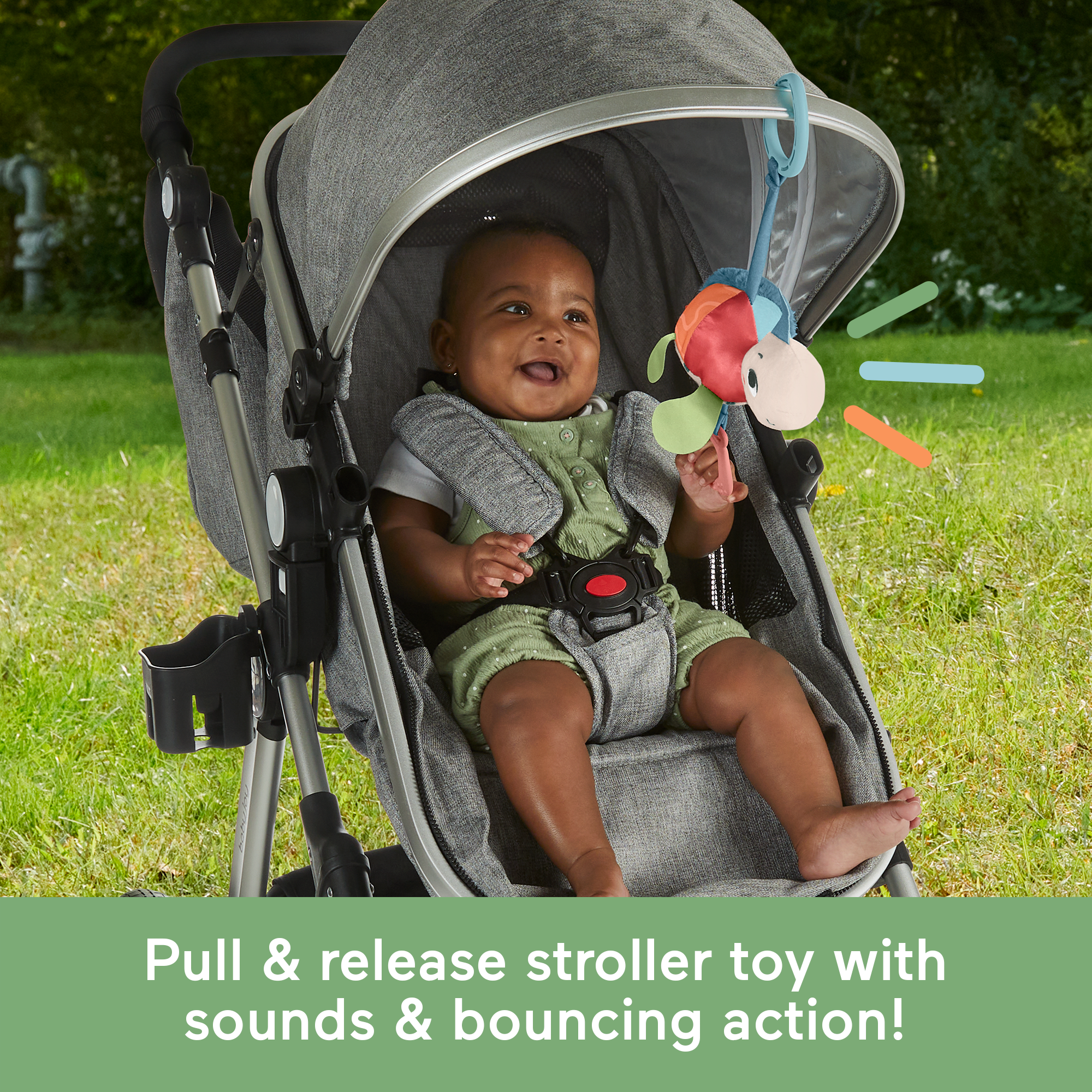 Fisher-Price Planet Friends Sea Me Bounce Turtle Baby Stroller Toy With Sensory Details Newborns - Image 3