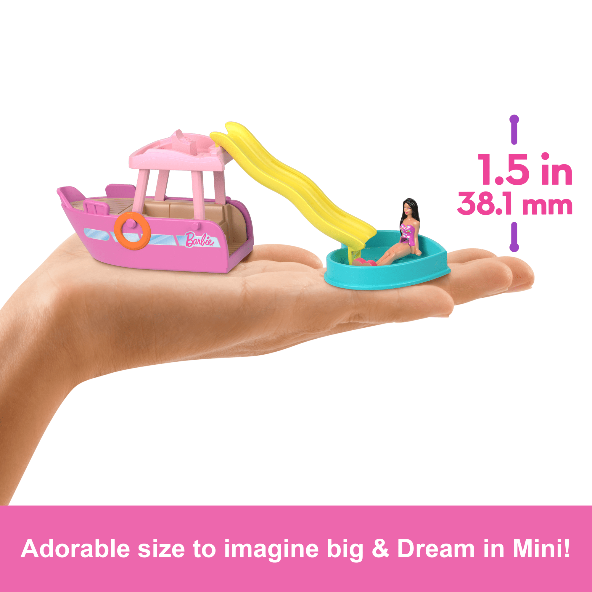 Barbie Mini Barbieland Doll & Vehicle Set With 1.5-Inch Doll & Dream Boat With Color-Change - Image 4