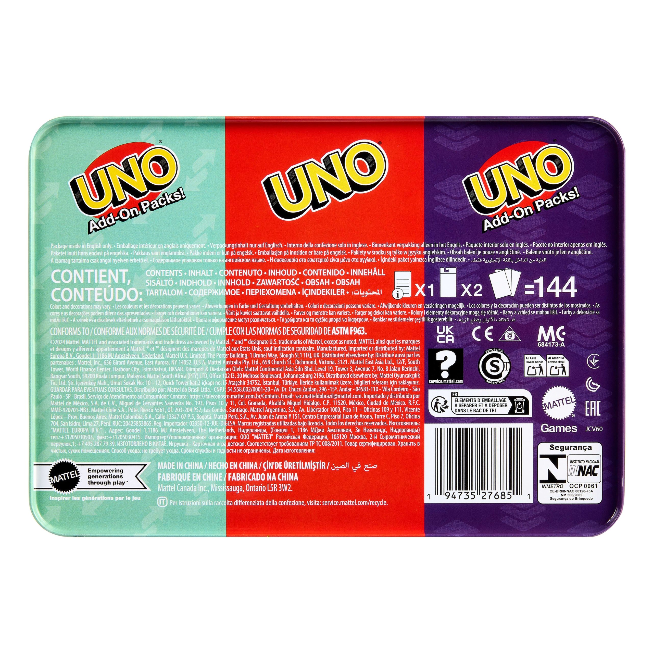 UNO Card Game With 2 Add-On Packs Card Deck For Kids. Adults & Family Night - Image 6