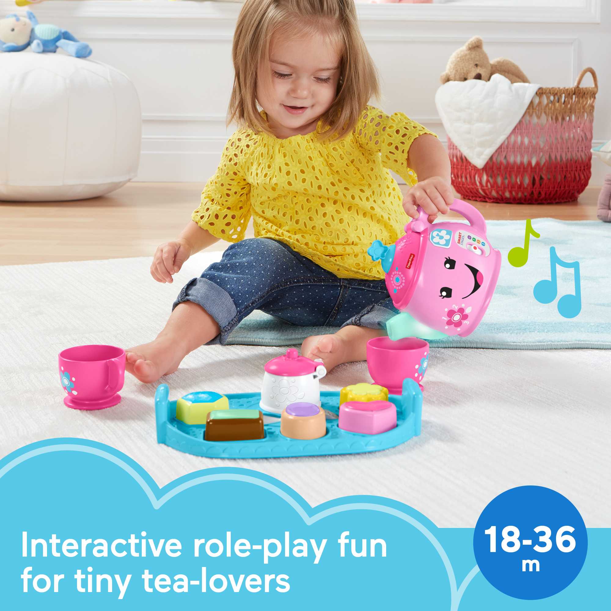 Fisher-Price Laugh & Learn Sweet Manners Tea Set Interactive Toddler Toy - Image 2