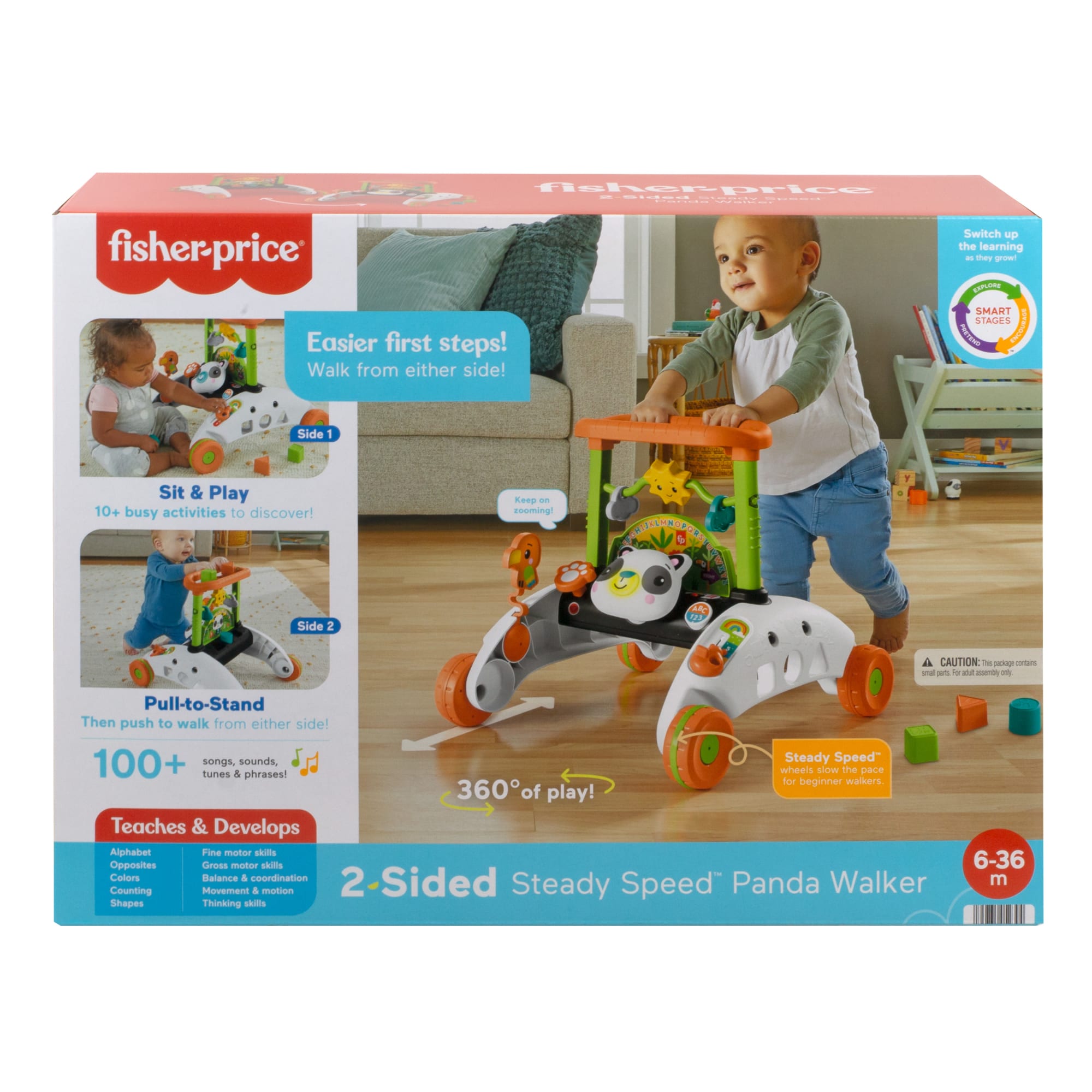 Fisher-Price 2-Sided Steady Speed Panda Walker Baby & Toddler Learning Toy With Music & Blocks - Image 6