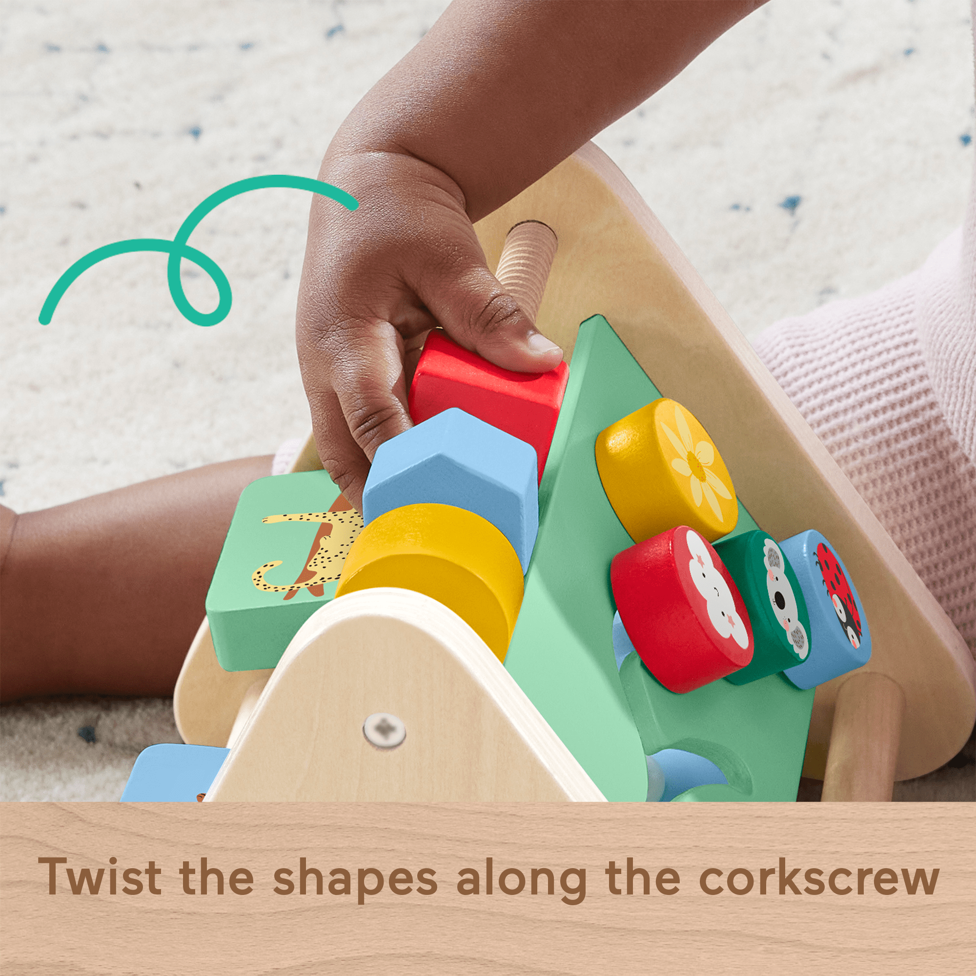 Fisher-Price Wooden Activity Triangle. 3-Sided Fine Motor Toy For Baby. 1 Wood Piece - Image 3