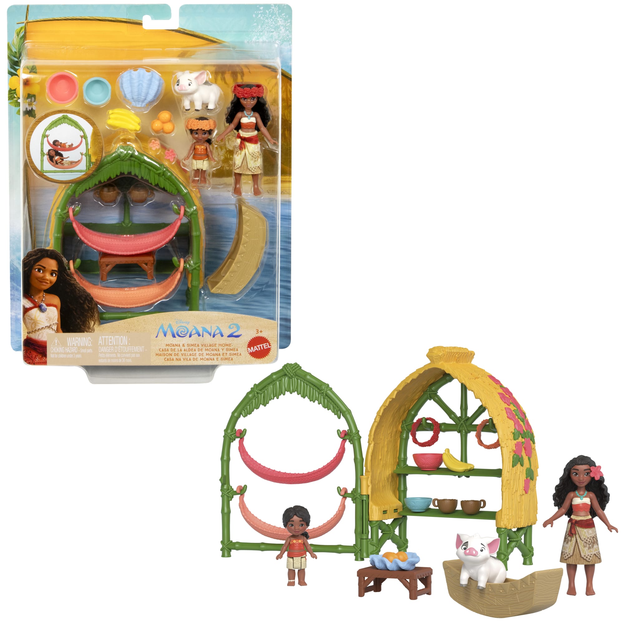 Disney Moana 2 Toys. Moana & Simea Village Home Playset. 2 Small Dolls. Friend Figure & 15 Accessories