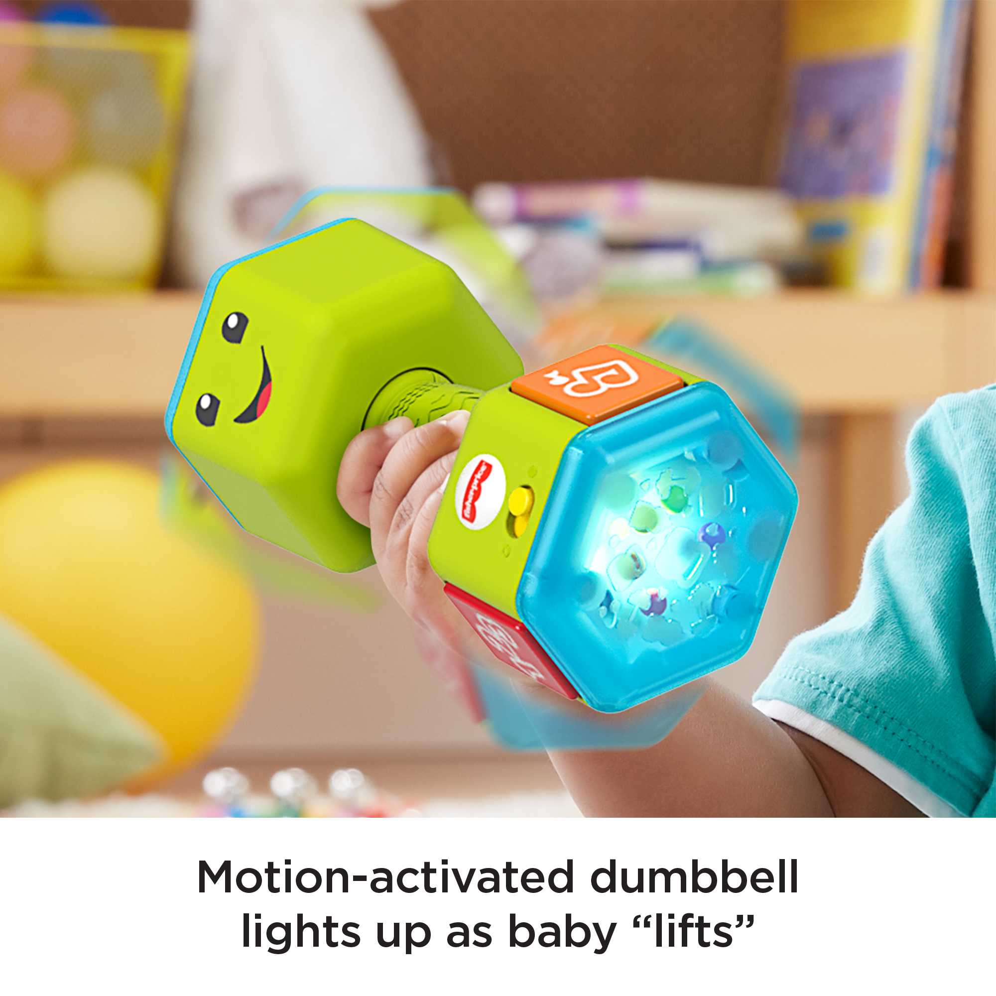 Fisher-Price Laugh & Learn Countin' Reps Dumbbell Musical Rattle Toy For Infant & Toddler - Image 3