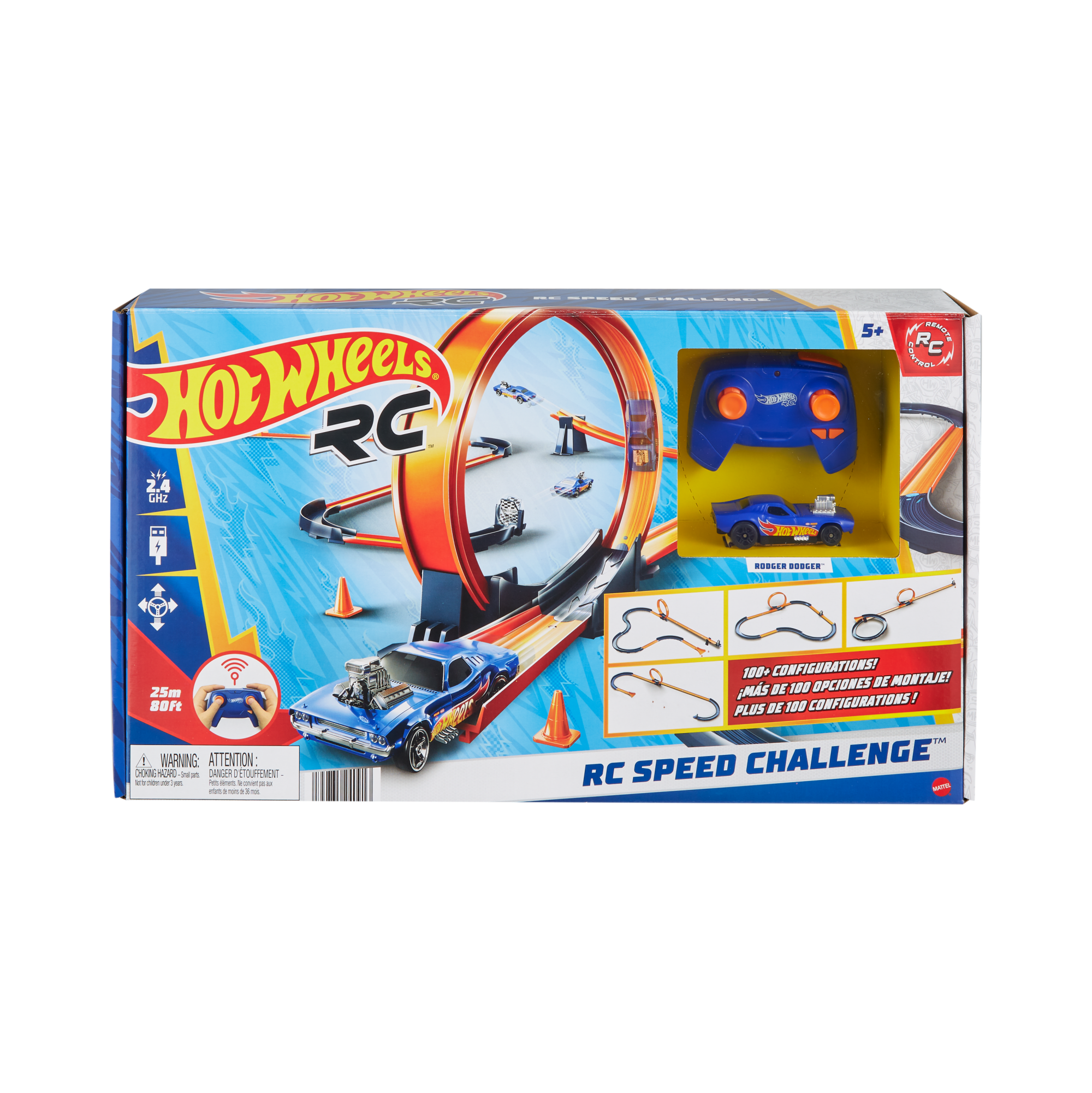 Hot Wheels RC Speed Challenge Track Set & Battery-Powered Remote-Control 1:64 Scale Toy Car. 30+ Pieces Of Track