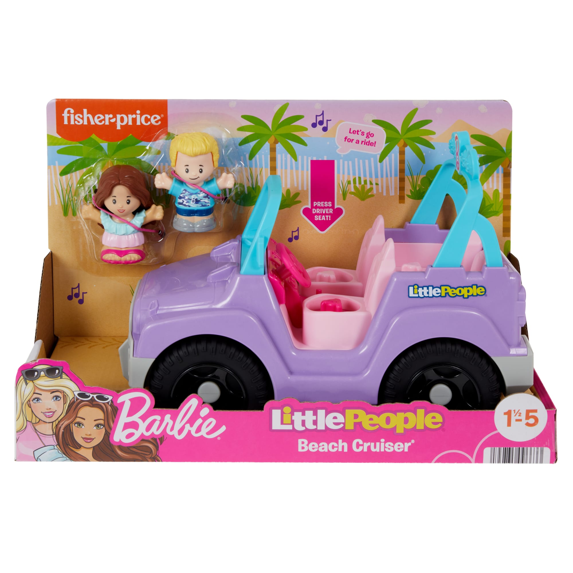 Little People Barbie Toy Car With Music Sounds And 2 Figures. Beach Cruiser. Toddler Toys - Image 6