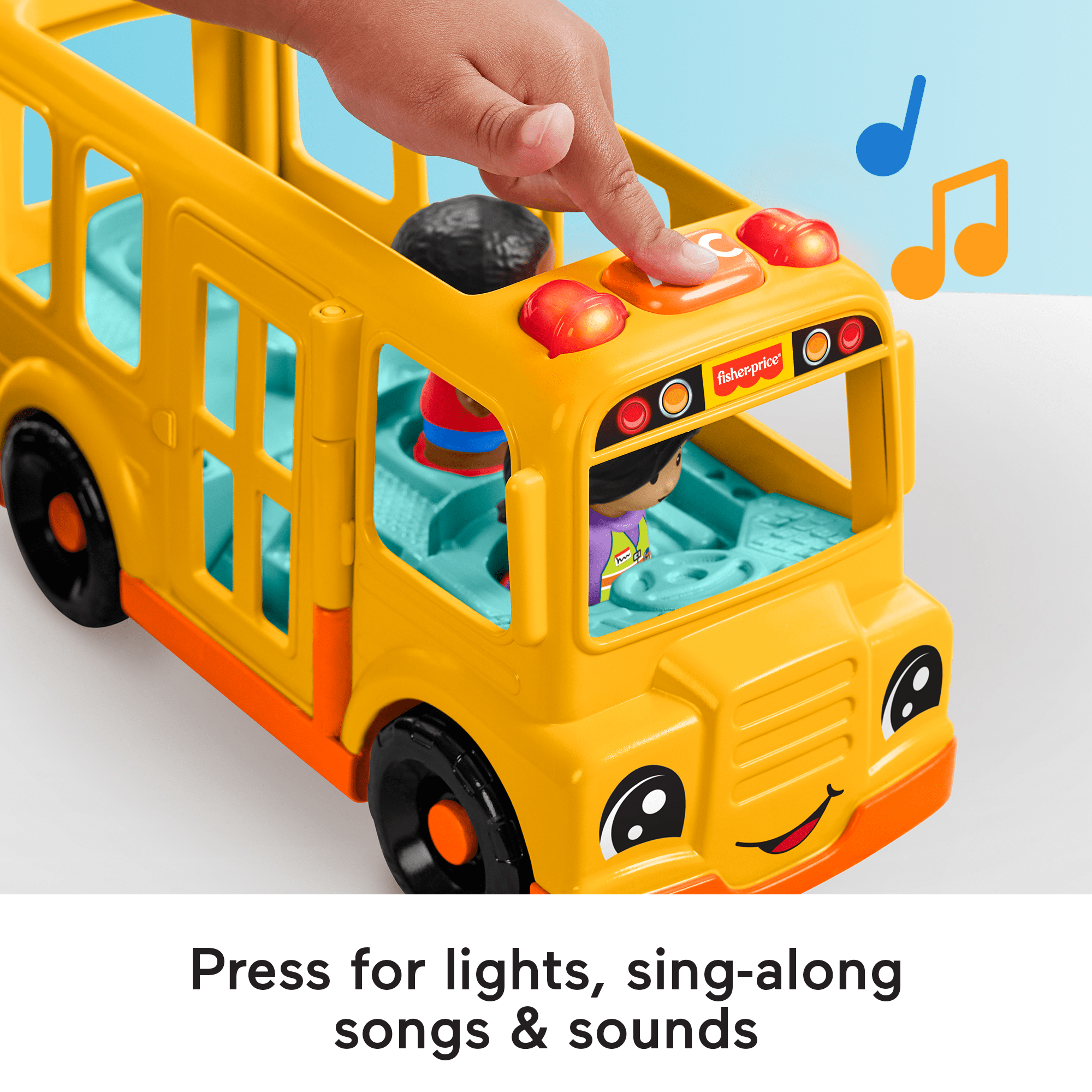 Fisher-Price Little People School Bus Musical Toddler Toy Vehicle With 2 Figures - Image 3