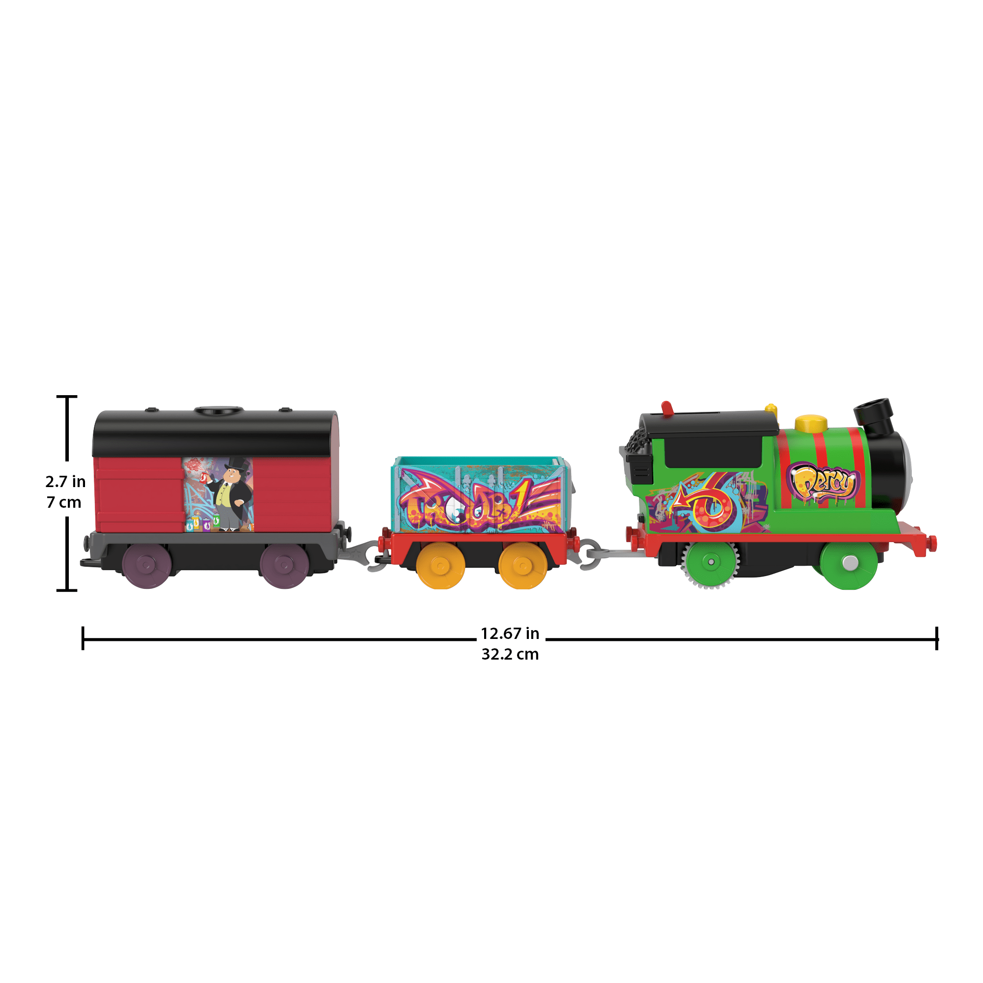 Thomas & Friends Graffiti Percy Motorized Toy Train Engine With Cargo Cars For Preschool Kids - Image 6