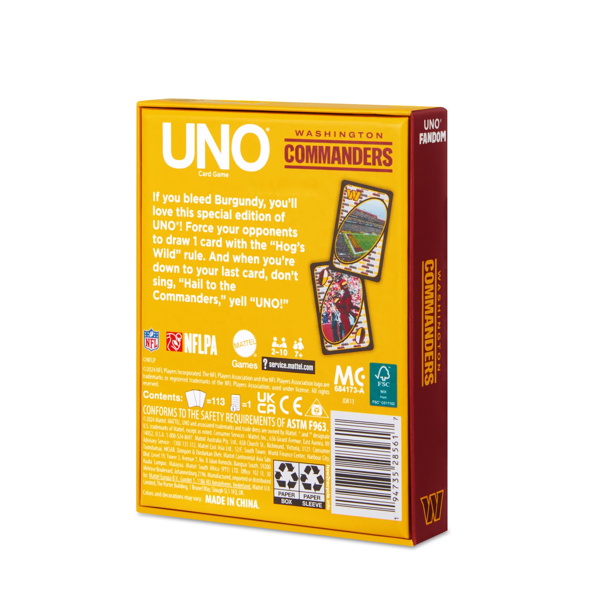 UNO Fandom NFL Washington Commanders Game Deck - Image 8