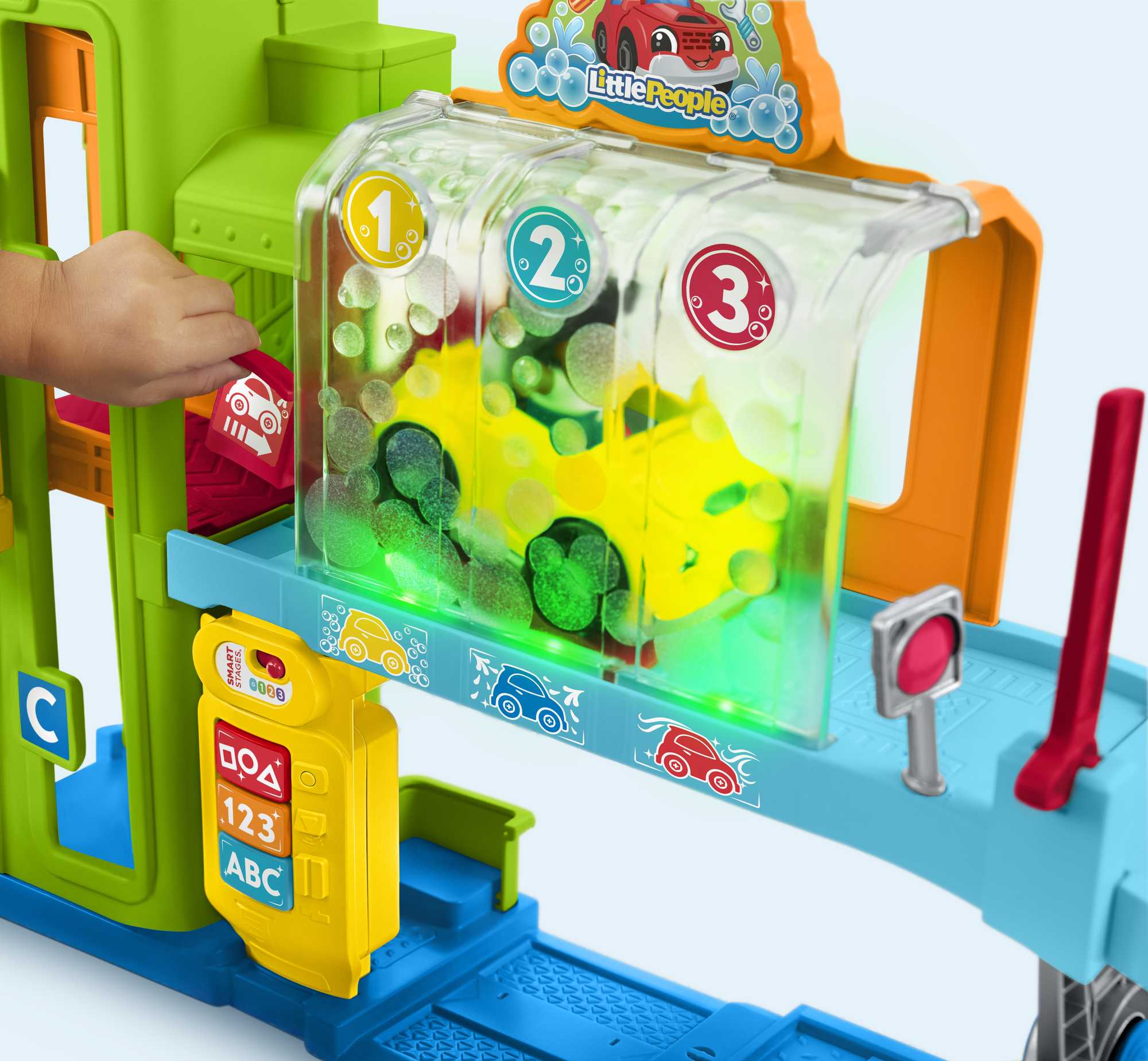 Fisher-Price Little People Light-Up Learning Garage Toddler Playset. 5 Play Pieces. Multi-Language Version - Image 3