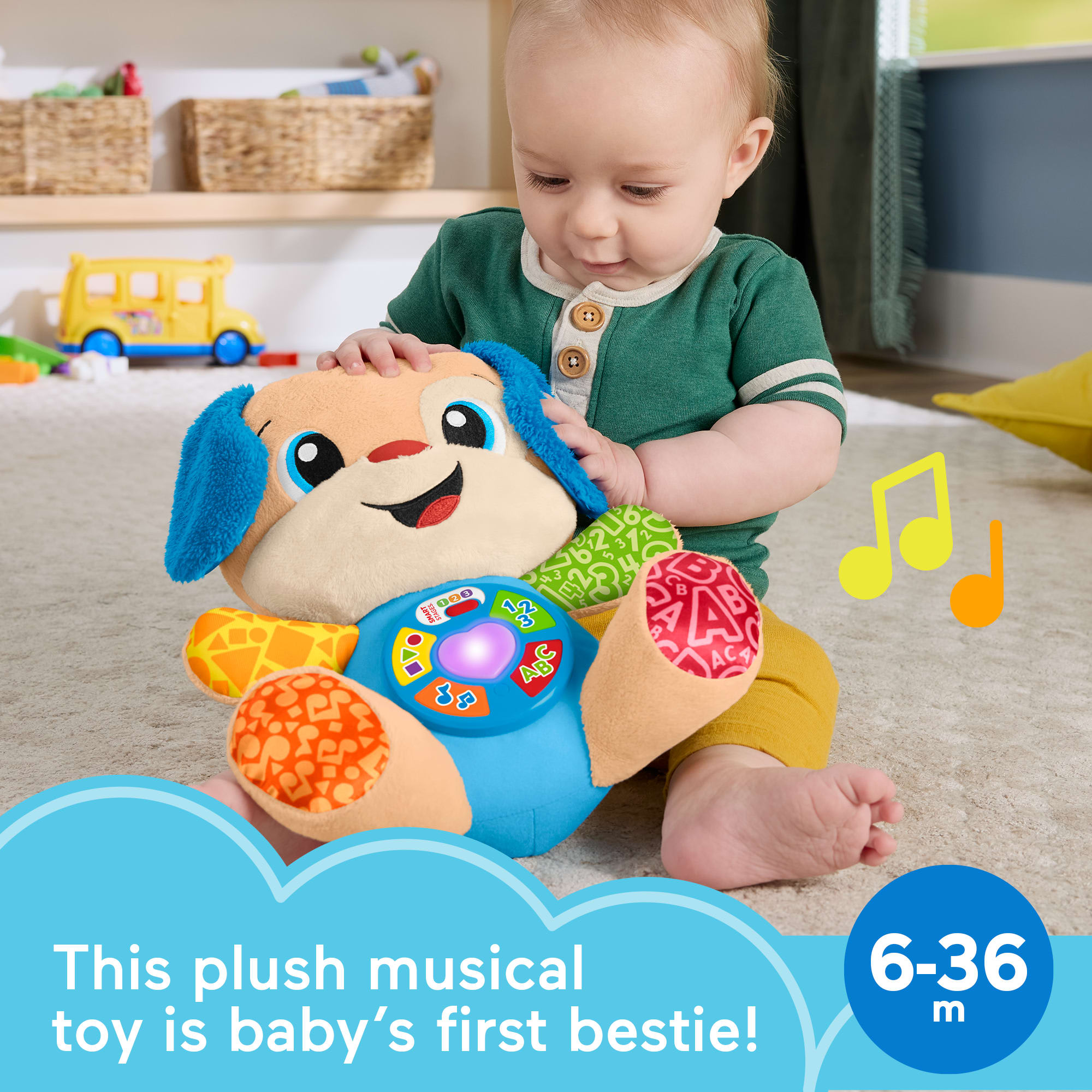 Fisher-Price Laugh & Learn Smart Stages Puppy Plush Musical Learning Toy For Baby & Toddler - Image 2