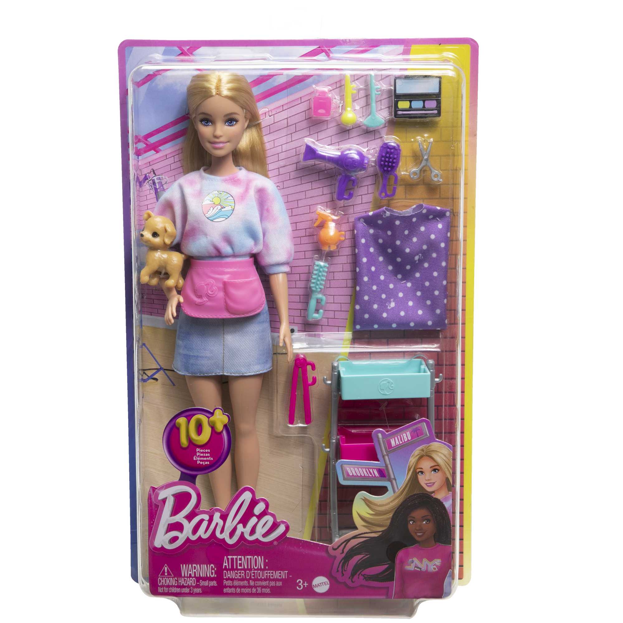Barbie Malibu Coffret de Jeu Poupée Coiffeuse et 14 Accessoires - Image 6