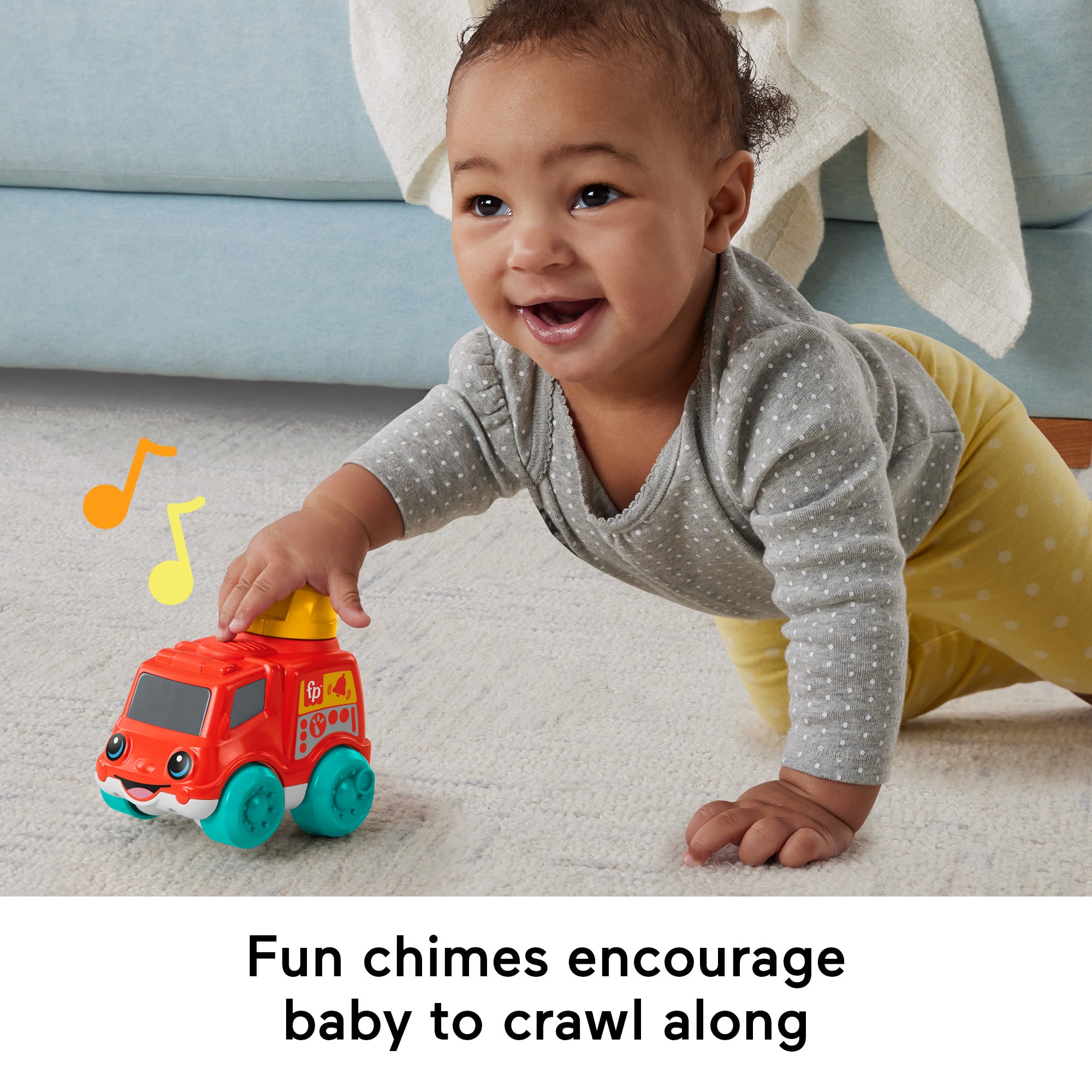 Fisher-Price Chime & Ride Fire Truck Push-Along Toy Vehicle For Infants With Fine Motor Activities - Image 4