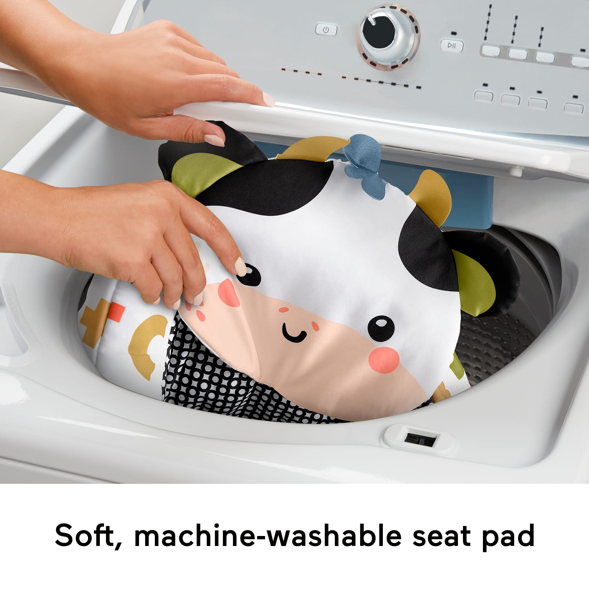 Fisher-Price Sit-Me-Up Floor Seat. Portable Baby Chair & 2 Developmental Newborn Toys. Cute Cow - Image 4