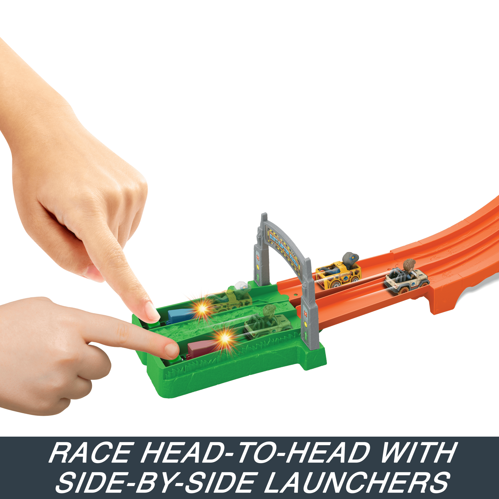 Hot Wheels Racerverse Jurassic World Blue's Raptor Rush Track Set With 2 Toy Die-Cast Vehicles - Image 3