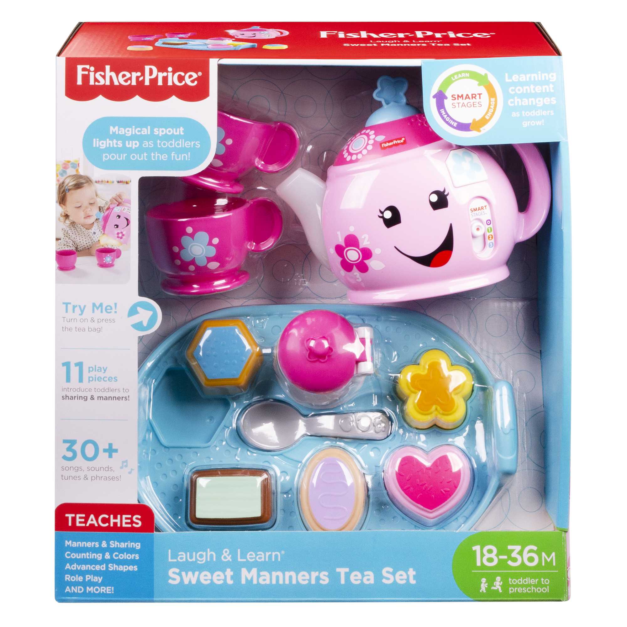 Fisher-Price Laugh & Learn Sweet Manners Tea Set Interactive Toddler Pretend Play. 11 Pieces - Image 6
