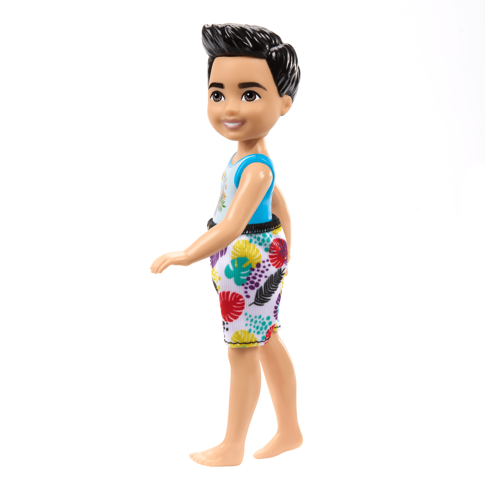 Barbie Chelsea Small Doll With Beach Swimsuit. Toucan & Tropical Leaf Print. Black Hair & Brown Eyes - Image 5