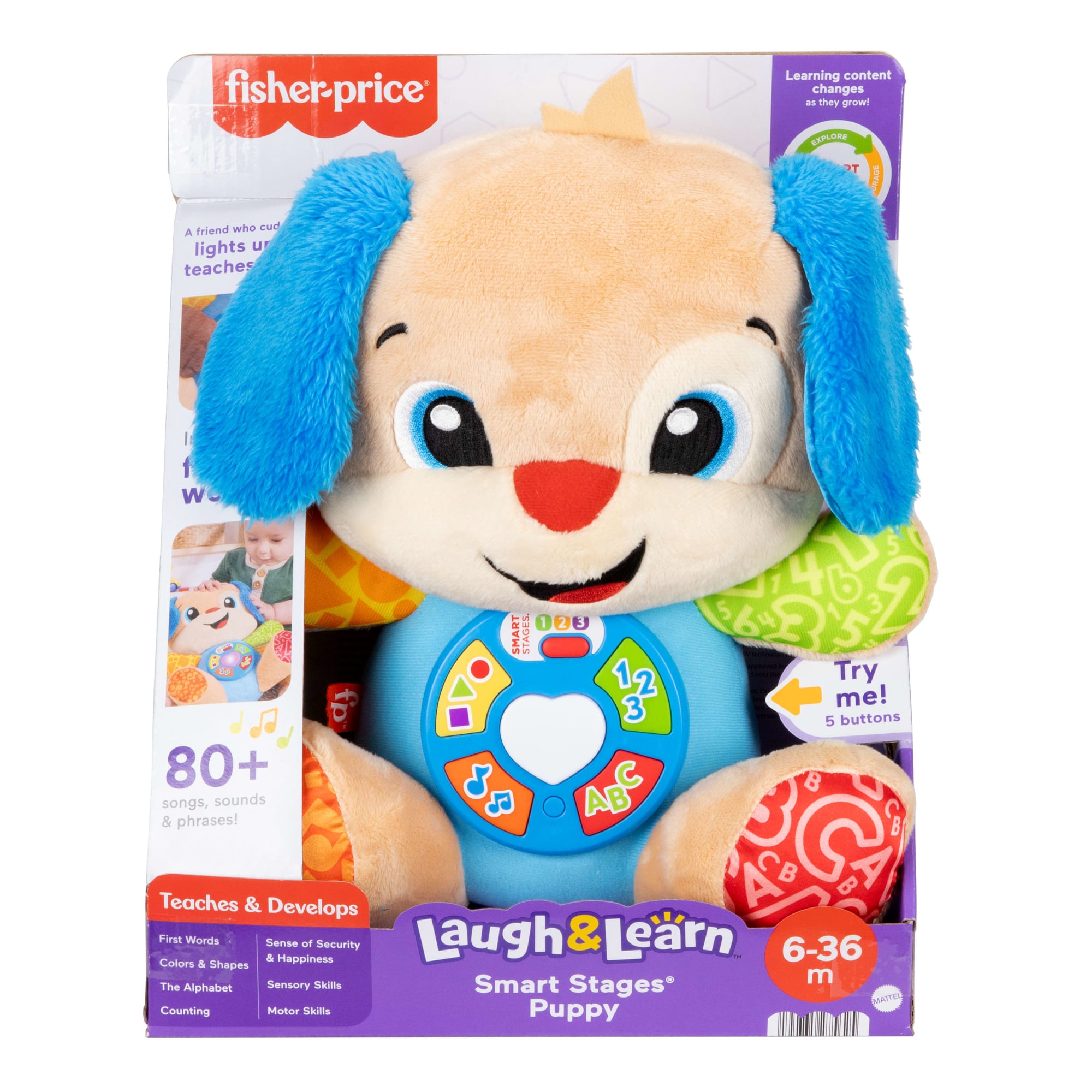 Fisher-Price Laugh & Learn Smart Stages Puppy Plush Musical Learning Toy For Baby & Toddler - Image 6