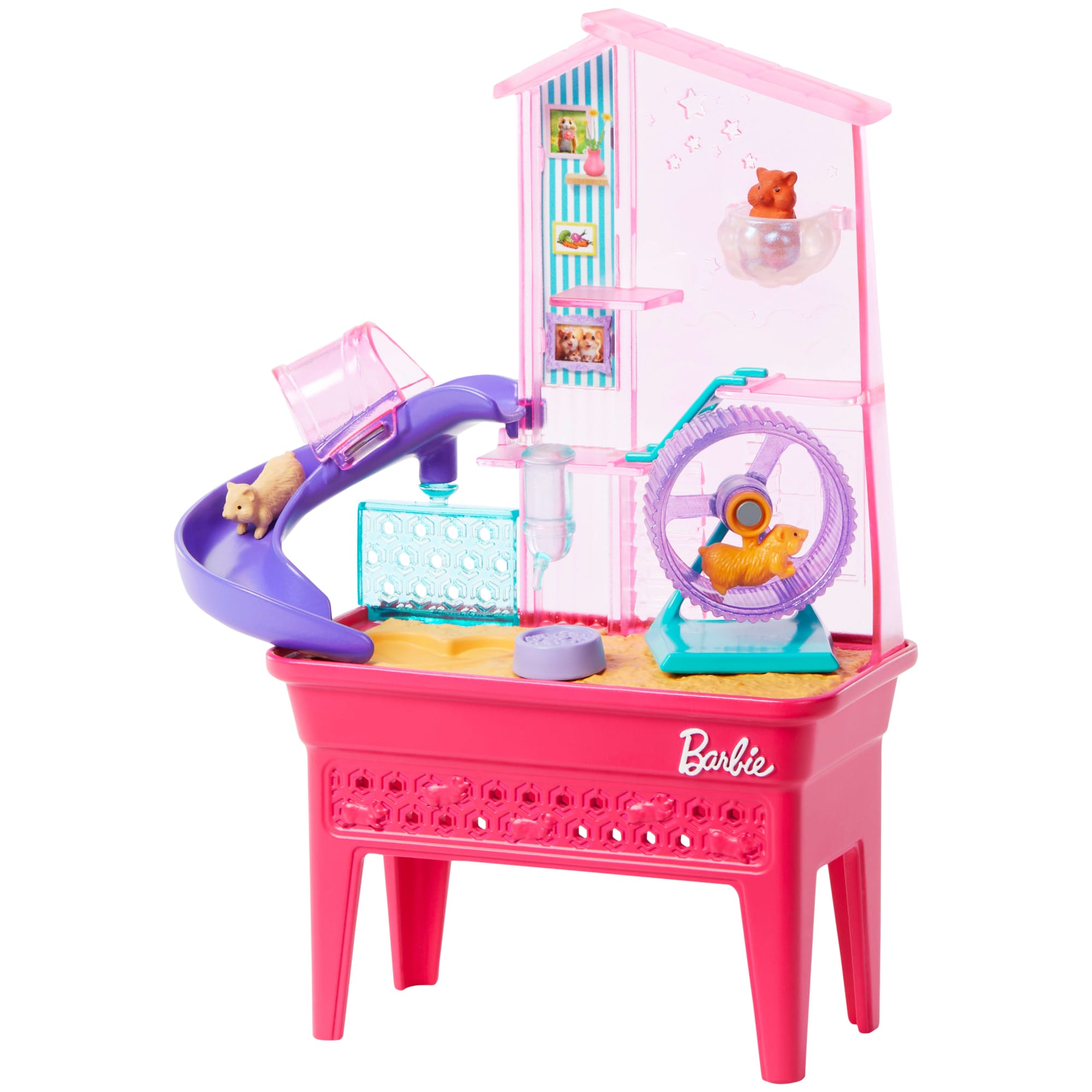 Barbie World Hamster Pet Playground Playset With 9 Pieces Including Wheel. Hamsters. & Food Accessories