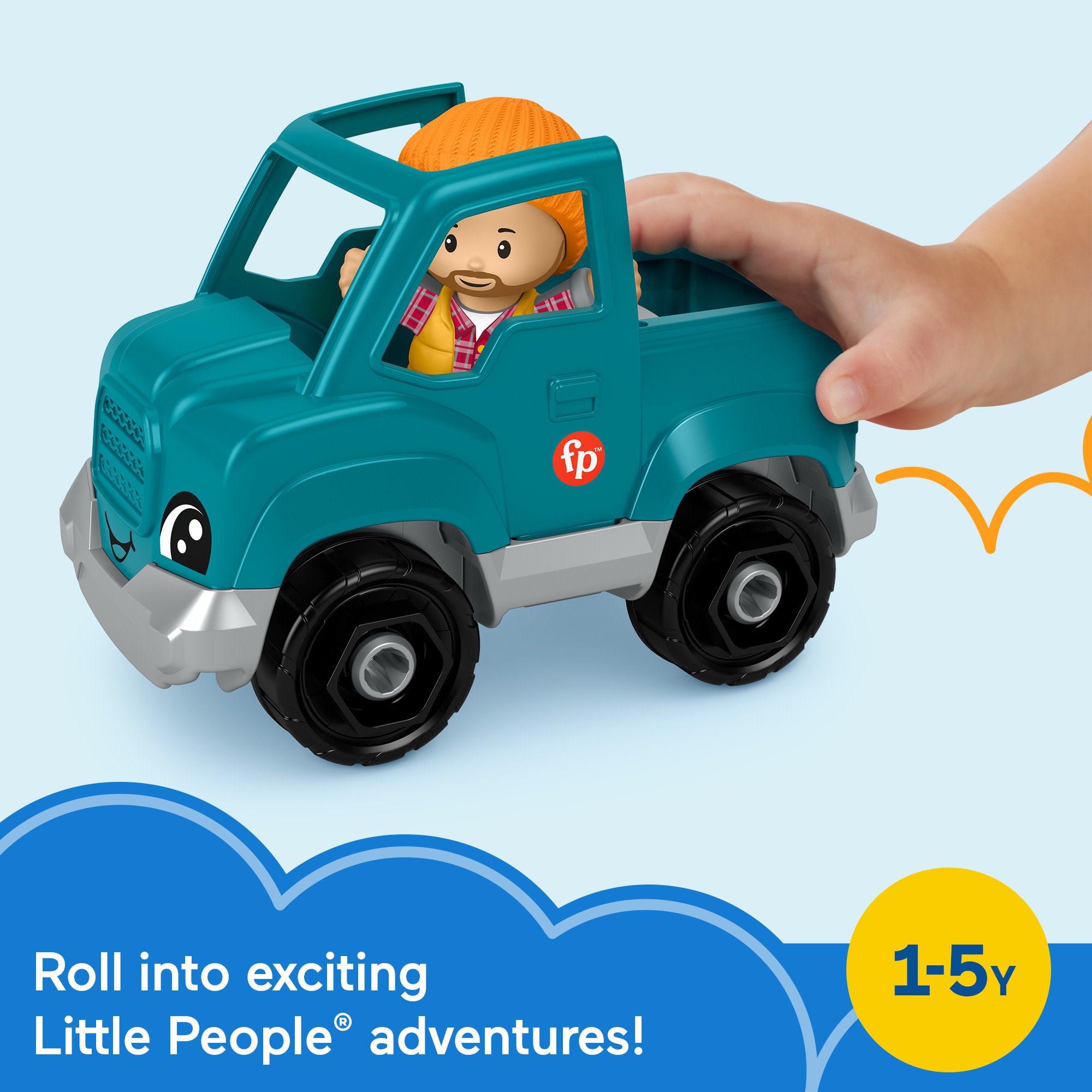Fisher-Price Little People Pick-Up Truck Toy & Figure Set For Toddlers. 2 Pieces - Image 3