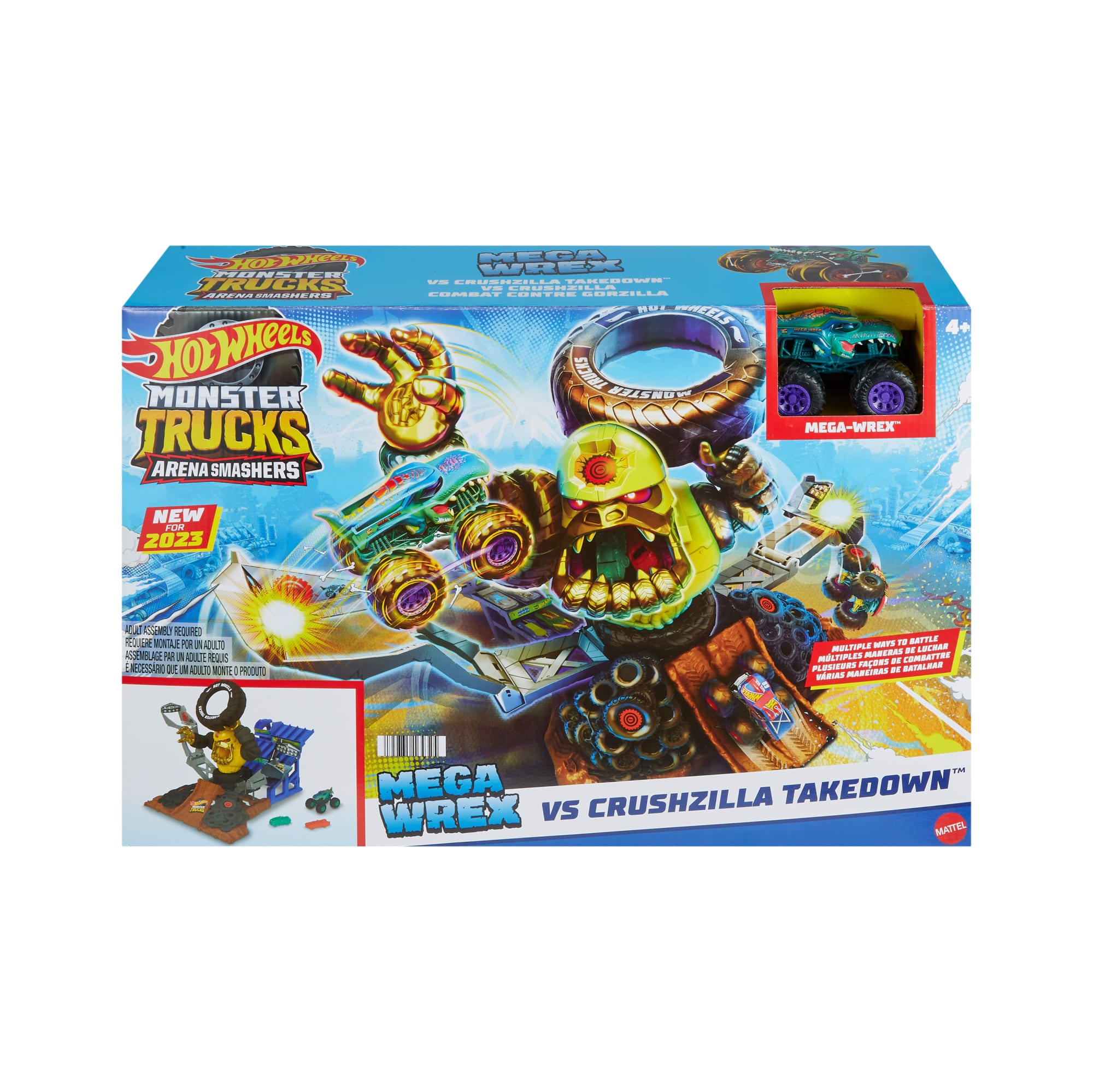 Hot Wheels Monster Trucks Arena Smashers MEGA-Wrex vs Crushzilla Takedown Playset - Image 6