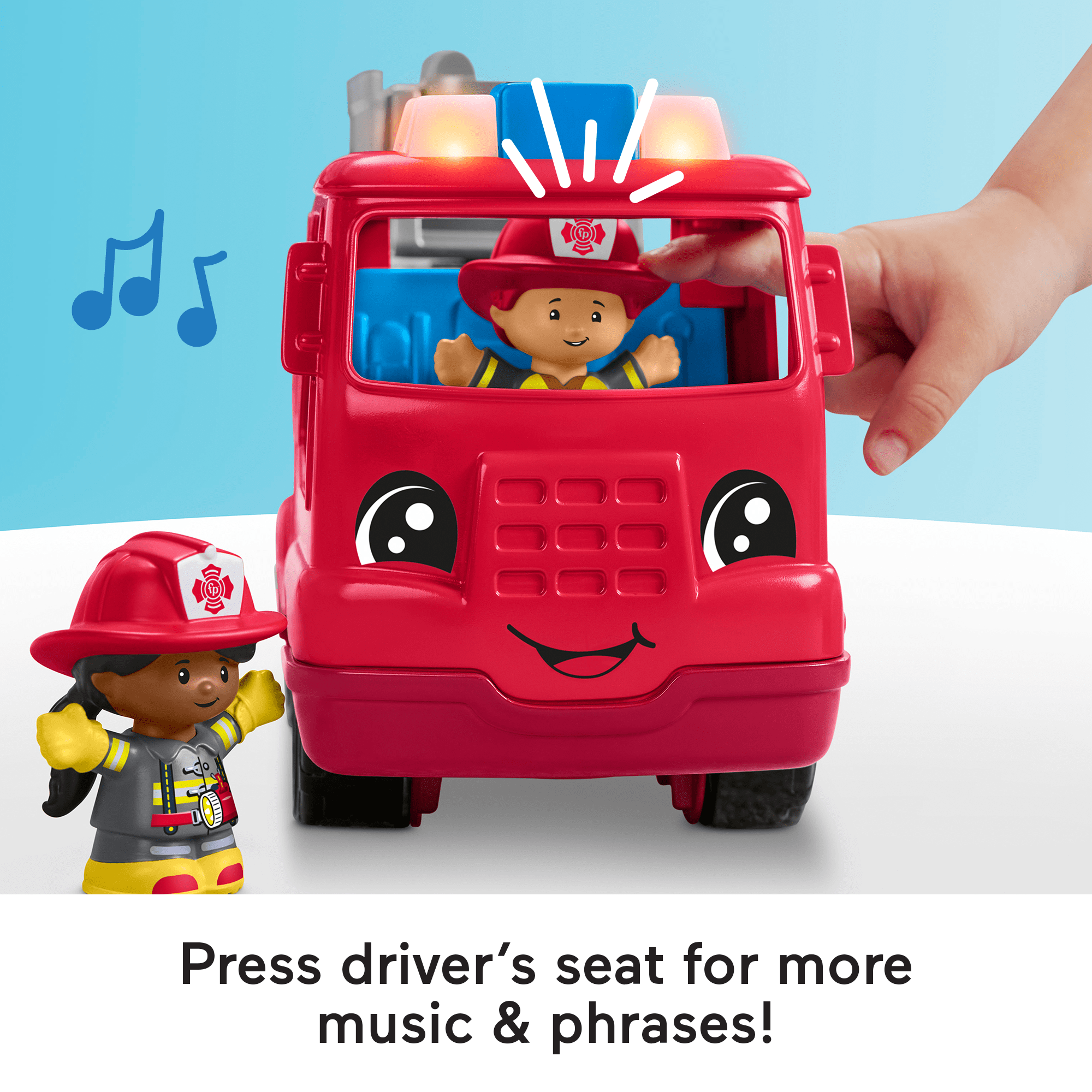 Fisher-Price Little People Fire Truck Musical Toddler Toy With Lights Sounds & 2 Figures - Image 4