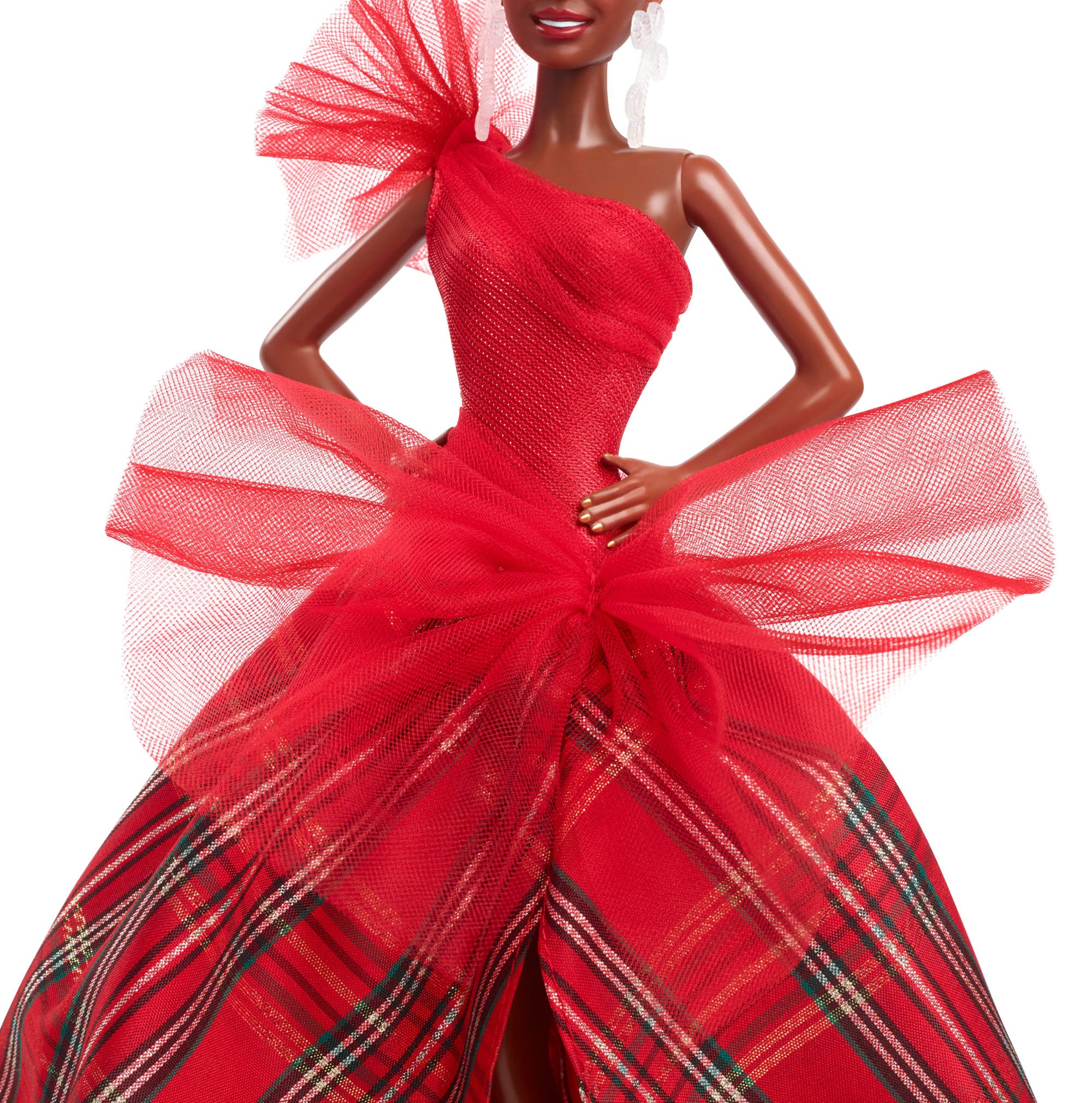 Barbie Signature 2024 Holiday Barbie Fashion Doll. Seasonal Collector Gift. Brown Hair With Plaid Gown - Image 3