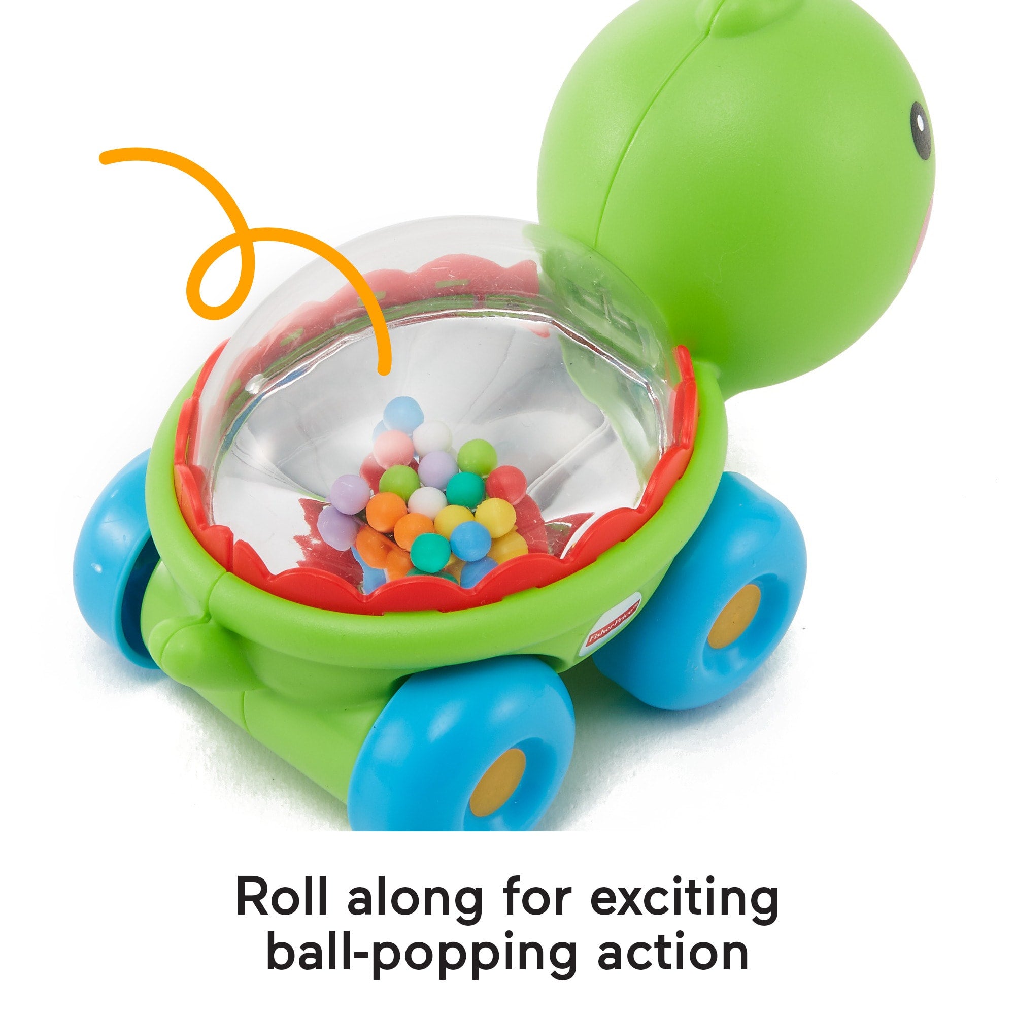 Fisher-Price Poppity Pop Turtle Push-Along Vehicle With Sounds For Infant Crawling Play - Image 3