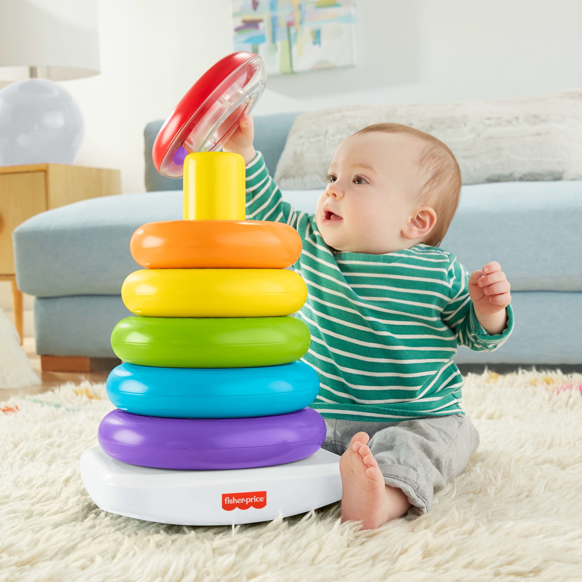 Fisher-Price Giant Rock-A-Stack Baby Toy. Ring Stacking Toy For Infants And Toddlers. 14+ Inches Tall - Image 2