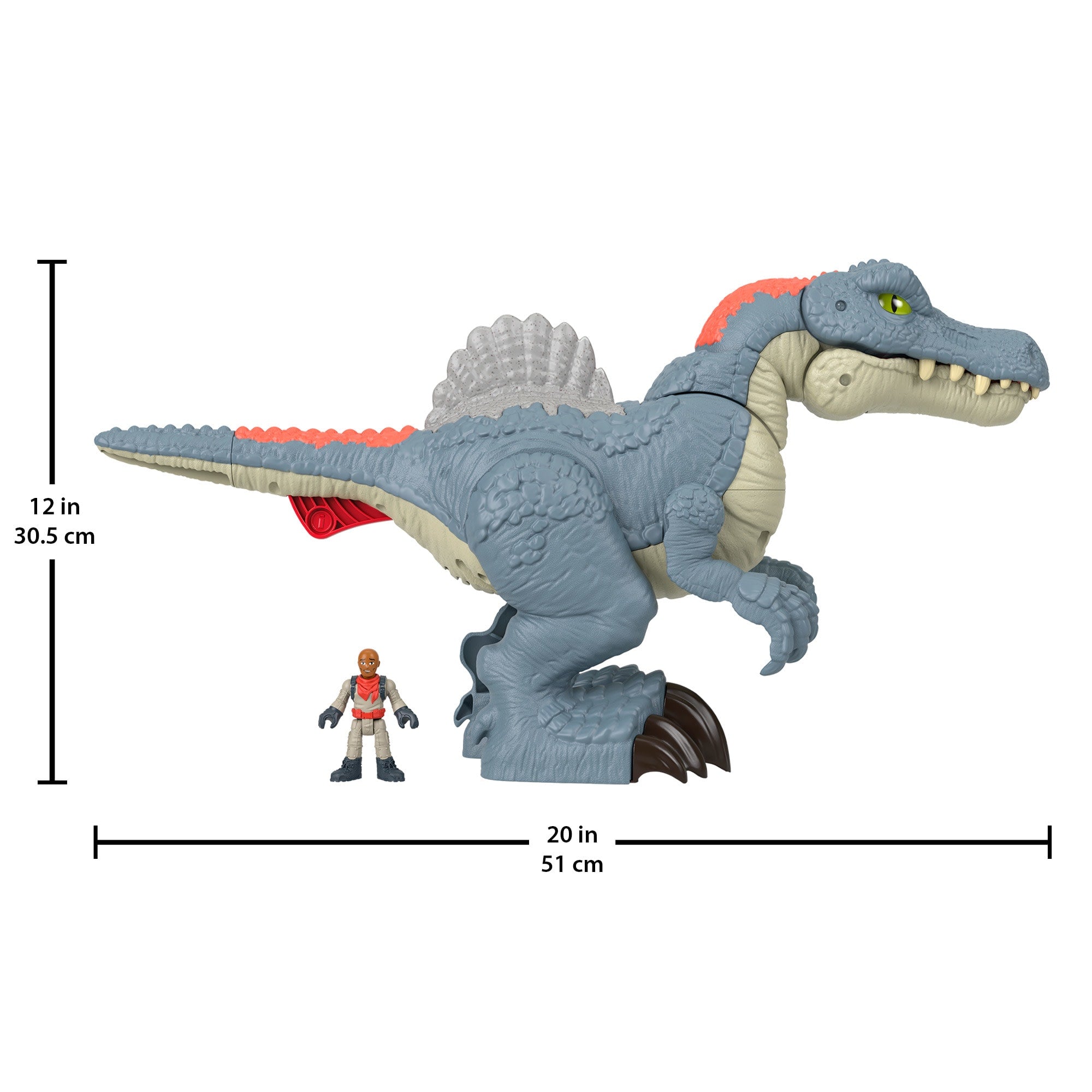 Imaginext Jurassic World Ultra Snap Spinosaurus Dinosaur Toy With Lights & Sounds. 2 Pieces - Image 5