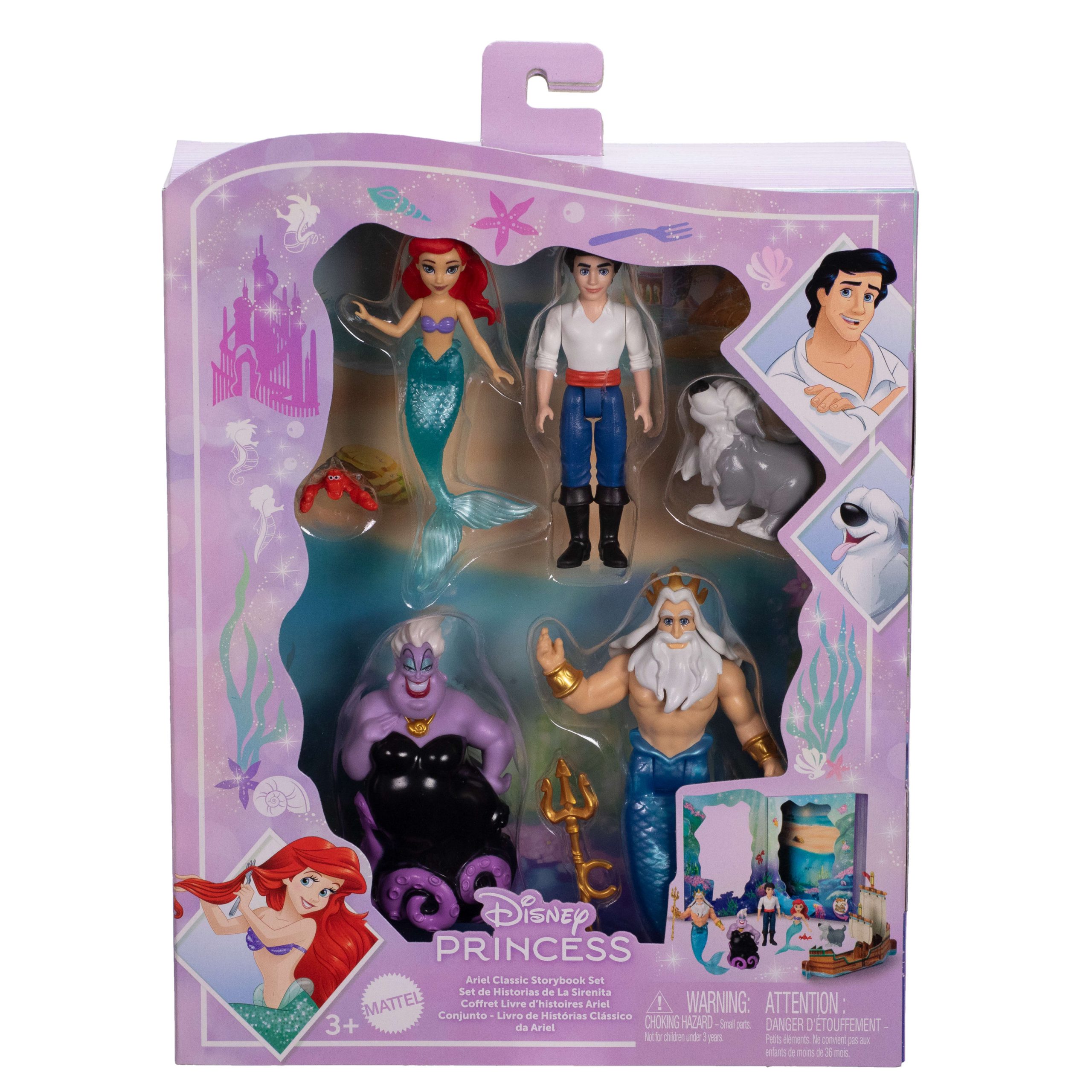 Disney Princess Ariel Mermaid Storybook Set With 4 Small Dolls. 2 Figures & 1 Accessory From Movie - Image 5