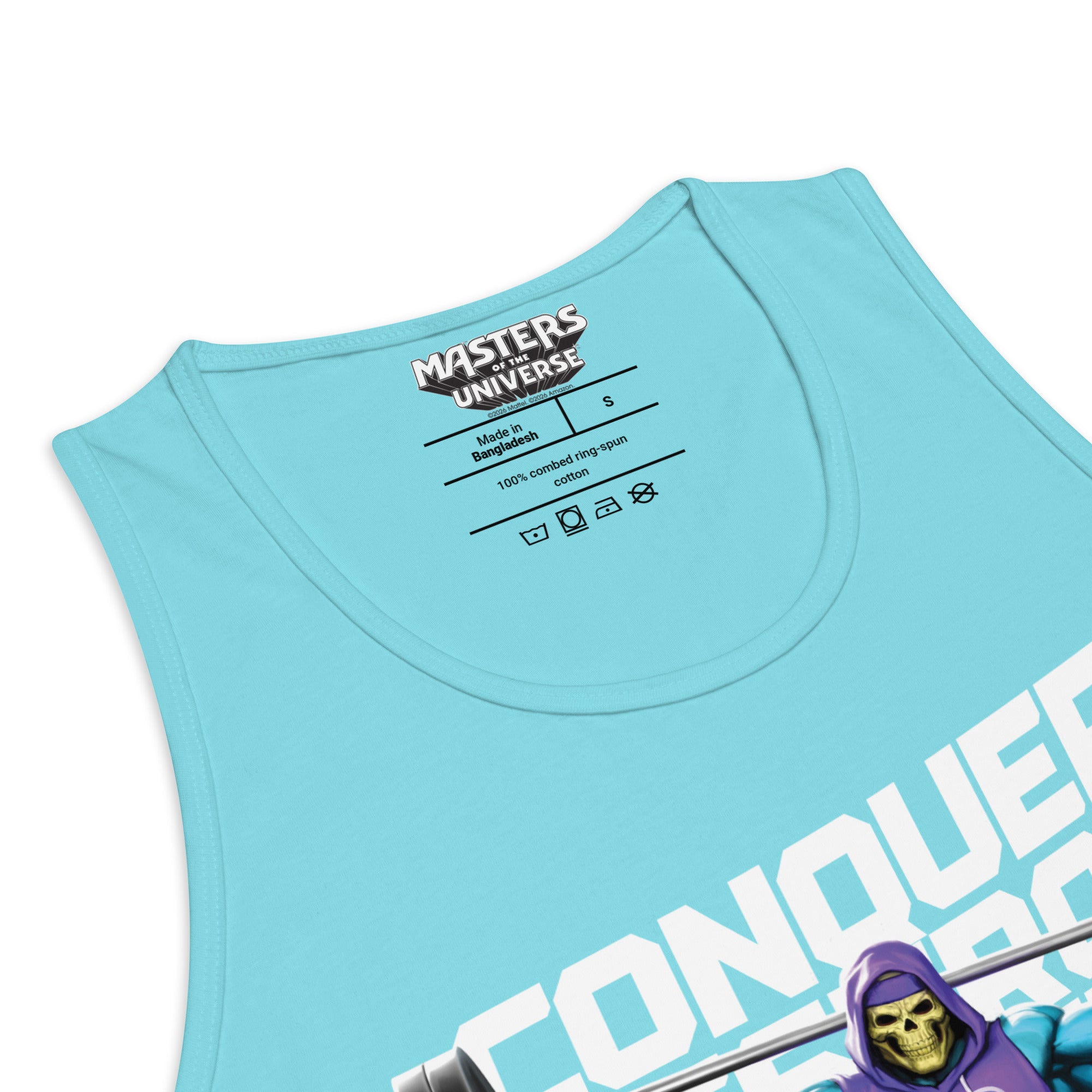 Masters of the Universe Gym Bro Skeletor Conquer Blue Tank Top - Image 3