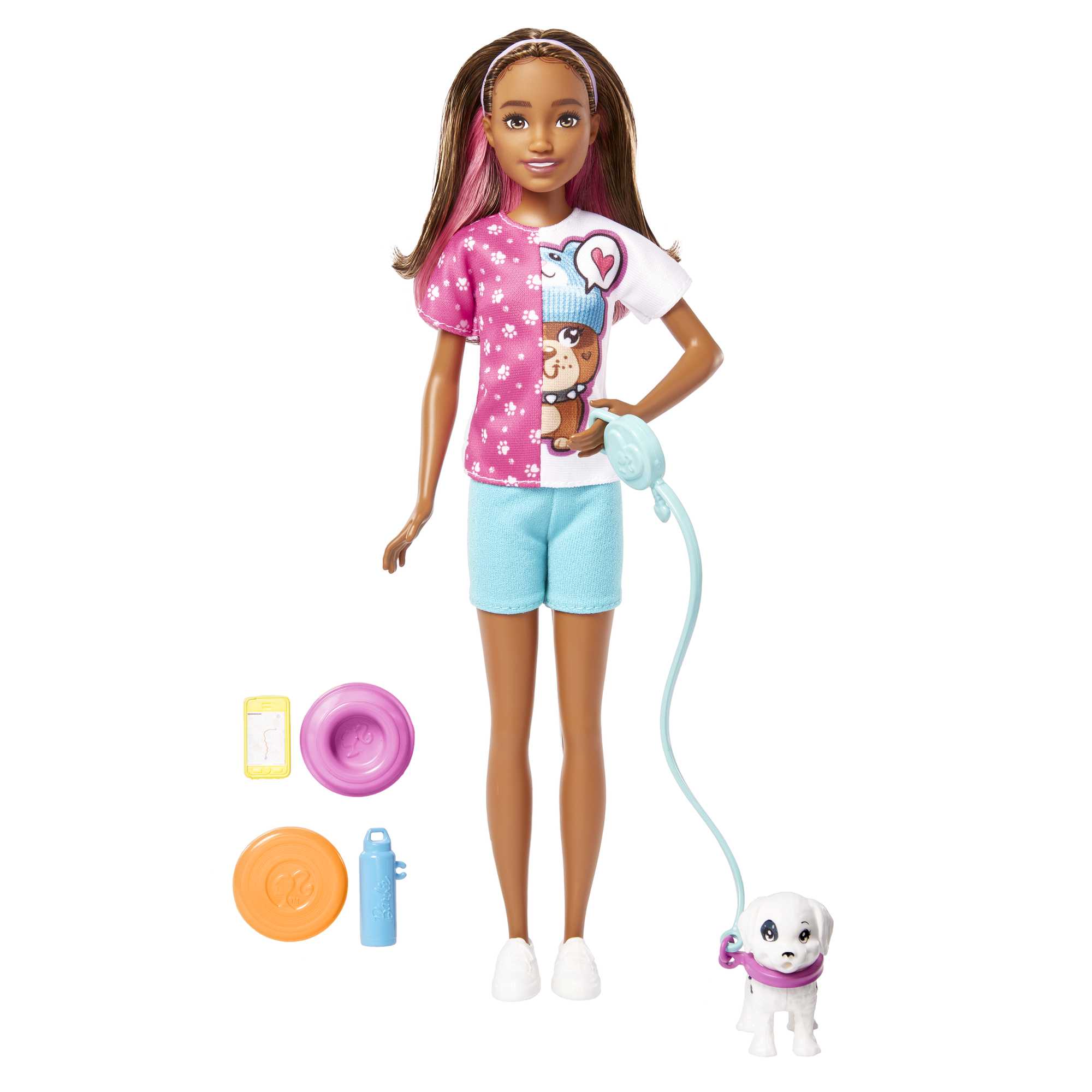 Barbie Toys. Skipper Doll And Dog Walker Set With Puppy And Accessories. First Jobs